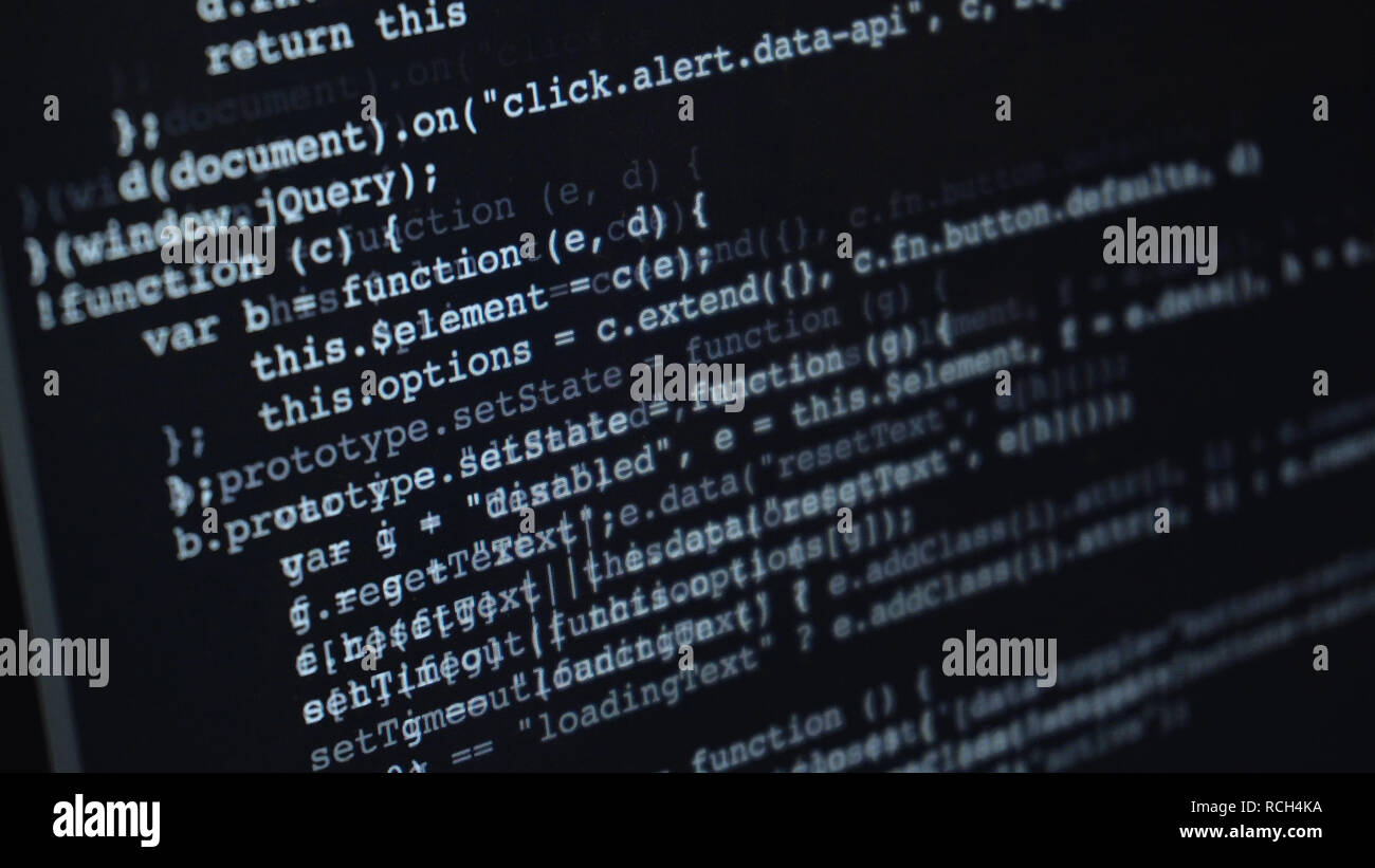 Codice sorgente o codice HTML sullo schermo del computer Foto Stock