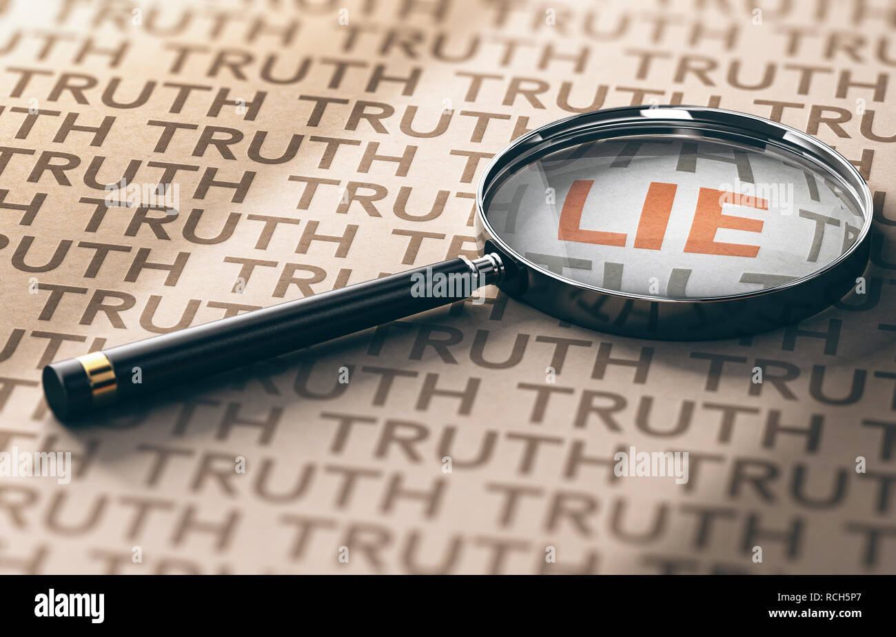 3D illustrazione di una lente di ingrandimento con il focus sulla parola giacciono su carta kraft sfondo, investigatore privato concetto. Foto Stock