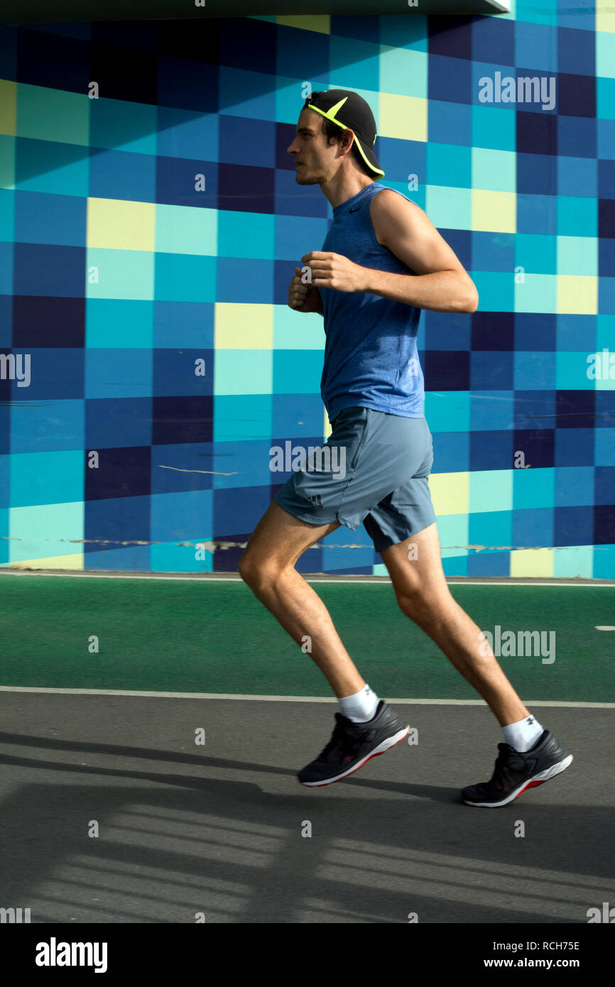 Una guida sul lungofiume e cycleway marciapiede, Brisbane, Queensland, Australia Foto Stock