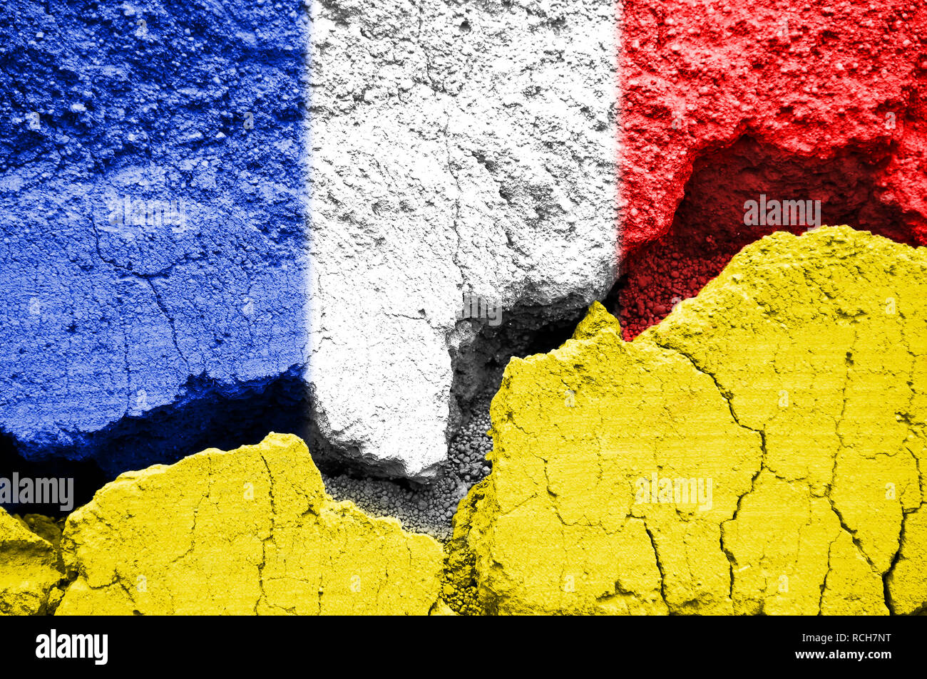 Gilets jaunes (giallo gilet) francese concetto di crisi Foto Stock