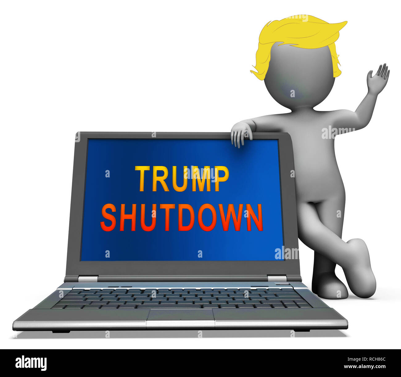 Washington, DC - Gennaio 2019: Trump Shutdown Laptop significa governo americano chiuso per più lunga Standoff politico. Congresso e Senato fermo - Foto Stock