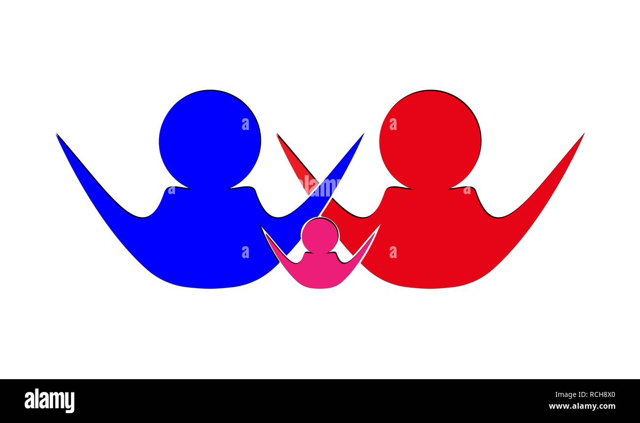 Il logo dei rapporti familiari, il concetto idea, immagine vettoriale Illustrazione Vettoriale