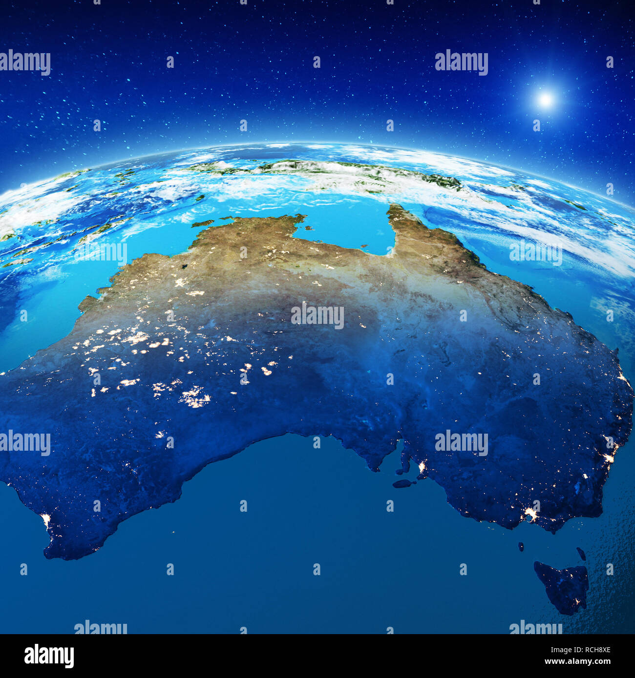 Australia le luci della città di notte Foto Stock