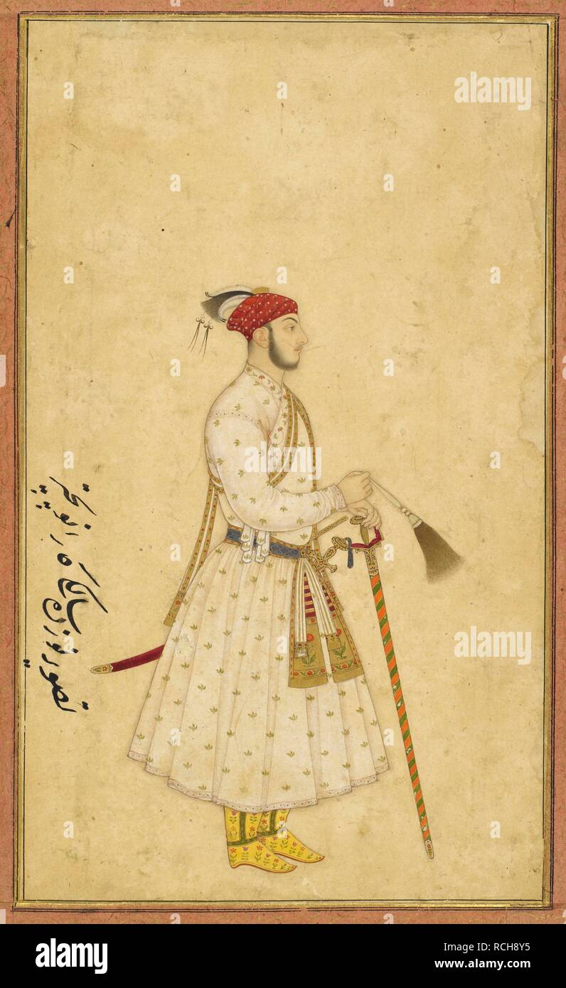 A diciannove anni di vecchio principe. Inscritto sulla sinistra in persiano di caratteri: 'tasvir-ho nuzdah salagi kar-ho anup chattar'. Johnson Collection. c.1640. Acquerello opaco. Gouache. Fonte: J.64,6. Foto Stock