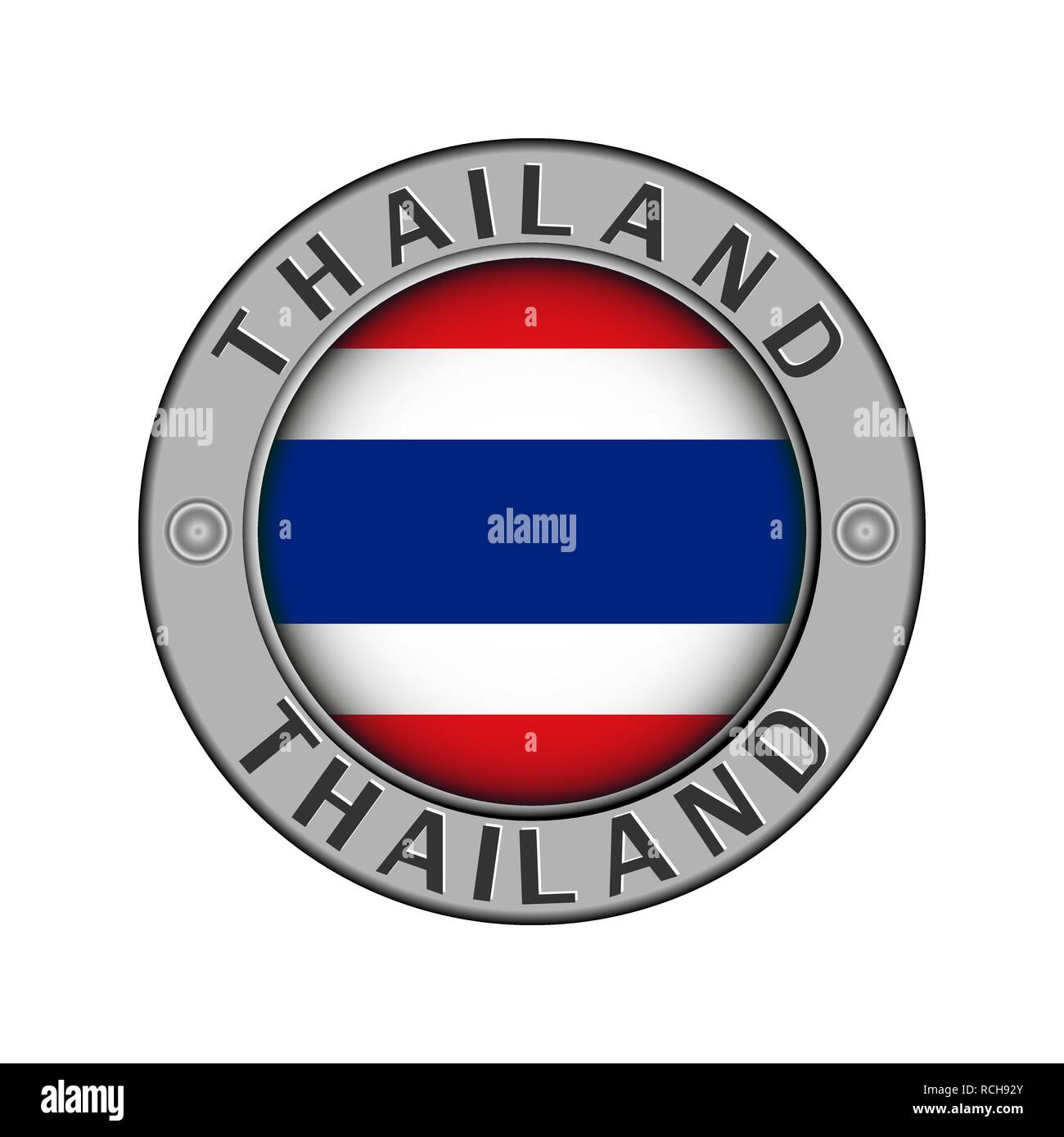 Rotondo di metallo medaglione con il nome del paese in Thailandia e un indicatore rotondo nel centro Illustrazione Vettoriale