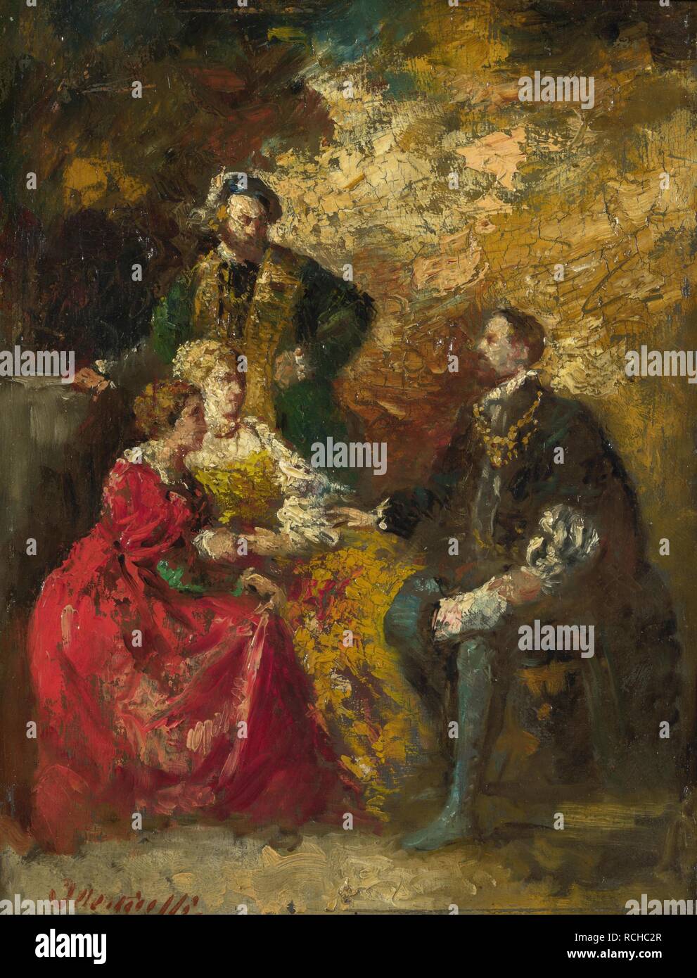 Pezzo di conversazione. Museo: National Gallery di Londra. Autore: Monticelli, Adolphe-Thomas-Joseph. Foto Stock