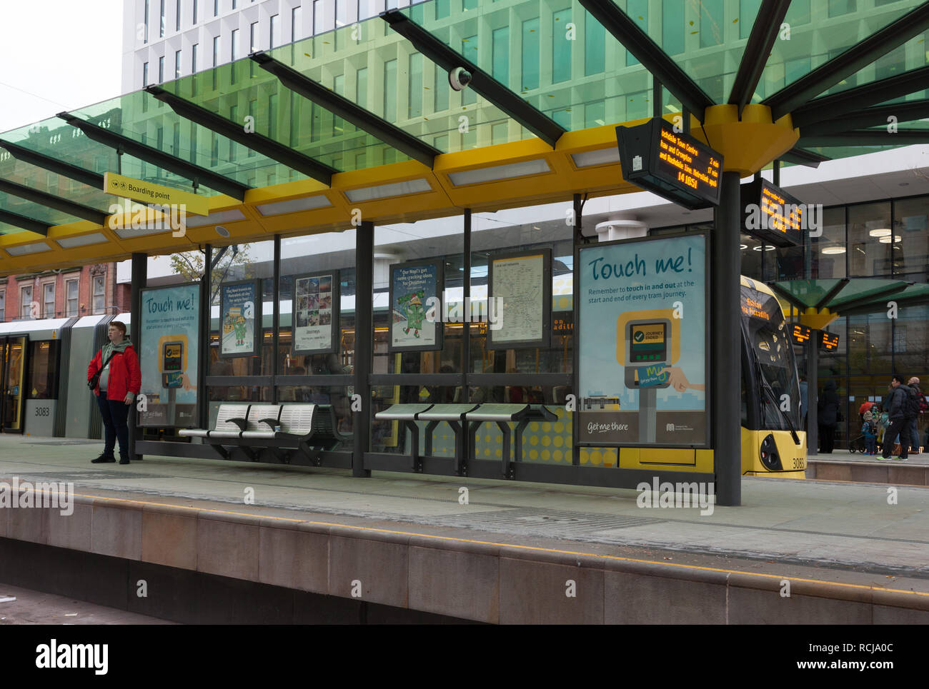 Piazza San Pietro Metrolink stop, Manchester Foto Stock