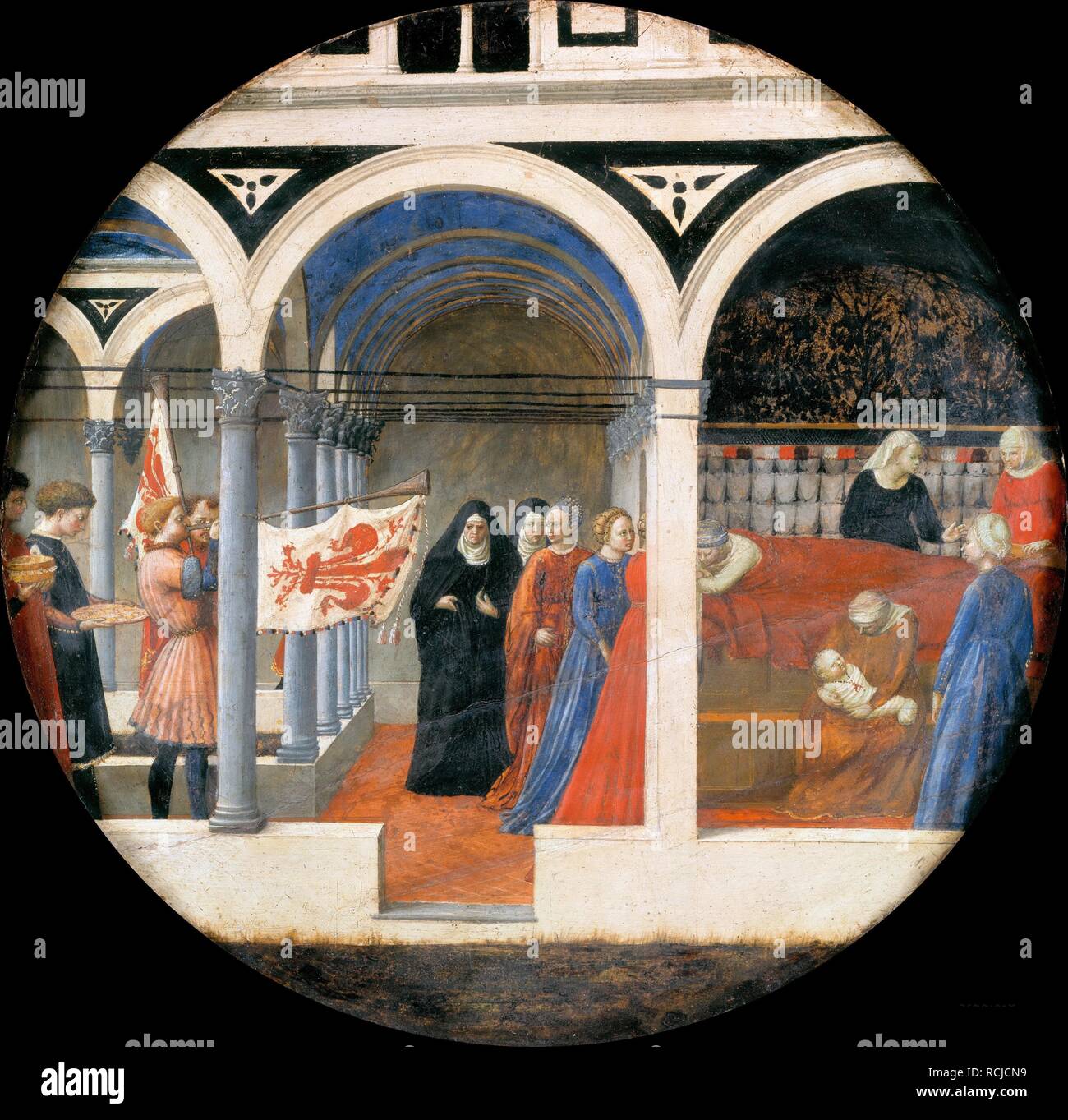 Piastra di nascita (desco da parto). Retromarcia: puerperio di una nobile  donna fiorentina. Museo: Staatliche Museen di Berlino. Autore: Masaccio  Foto stock - Alamy