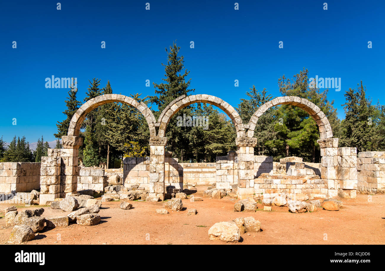 Rovine della cittadella di Umayyad a Anjar. La Valle di Beqaa, Libano Foto Stock