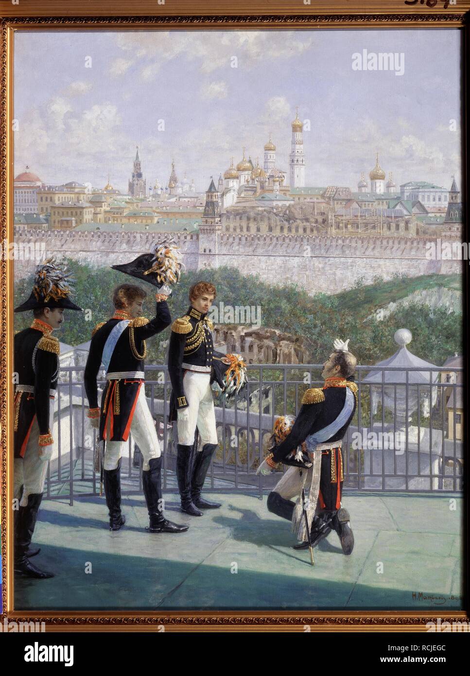 Il re Federico Guglielmo III di Prussia ringraziando Mosca per il salvataggio del suo impero. Museo: Membro Galleria Tretyakov di Mosca. Autore: Matveyev, Nikolai Sergeyevich. Foto Stock