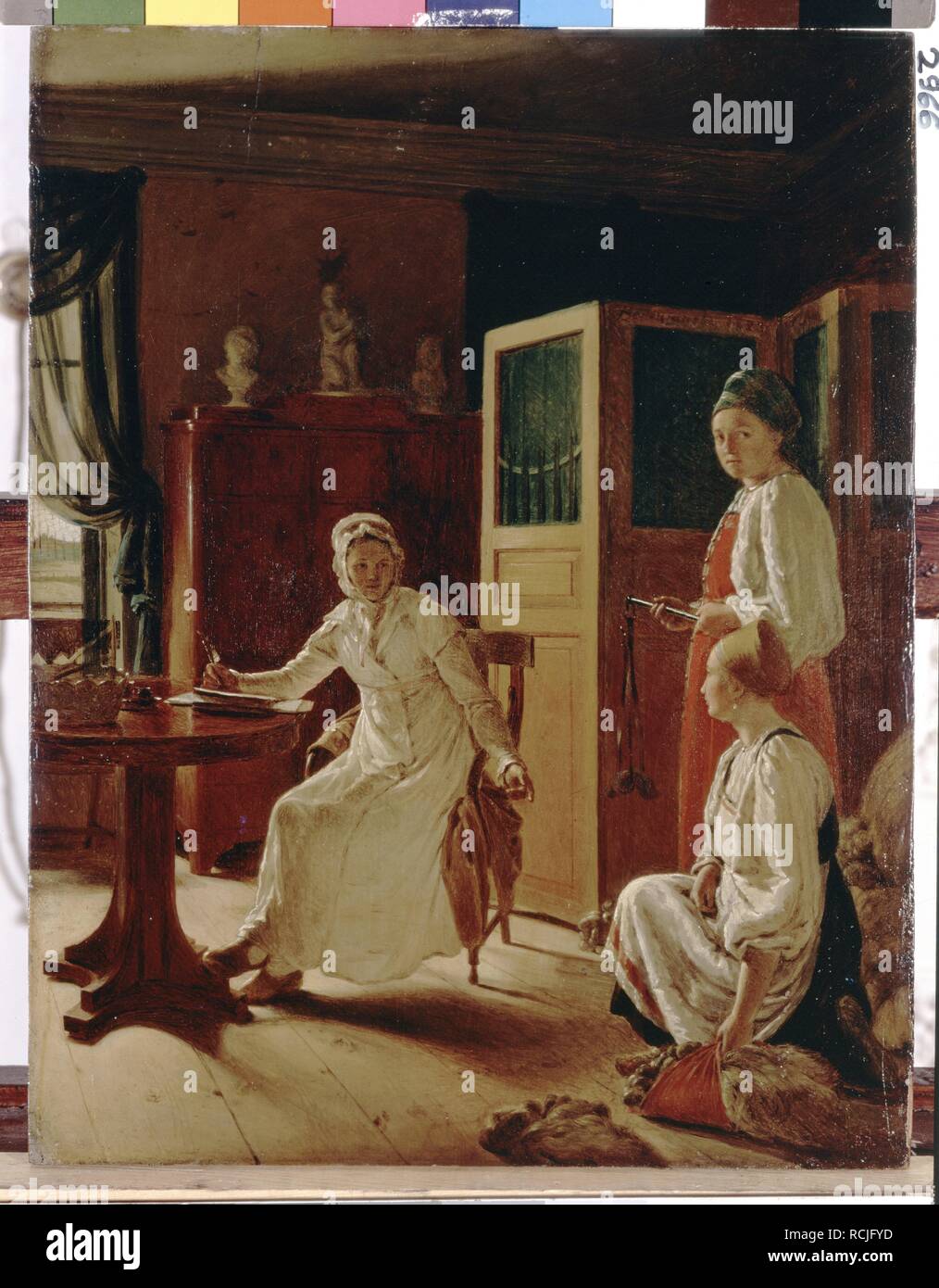 Mattina della signora del maniero. Museo: State Russian Museum di San Pietroburgo. Autore: Venetsianov, Alexei Gavrilovich. Foto Stock