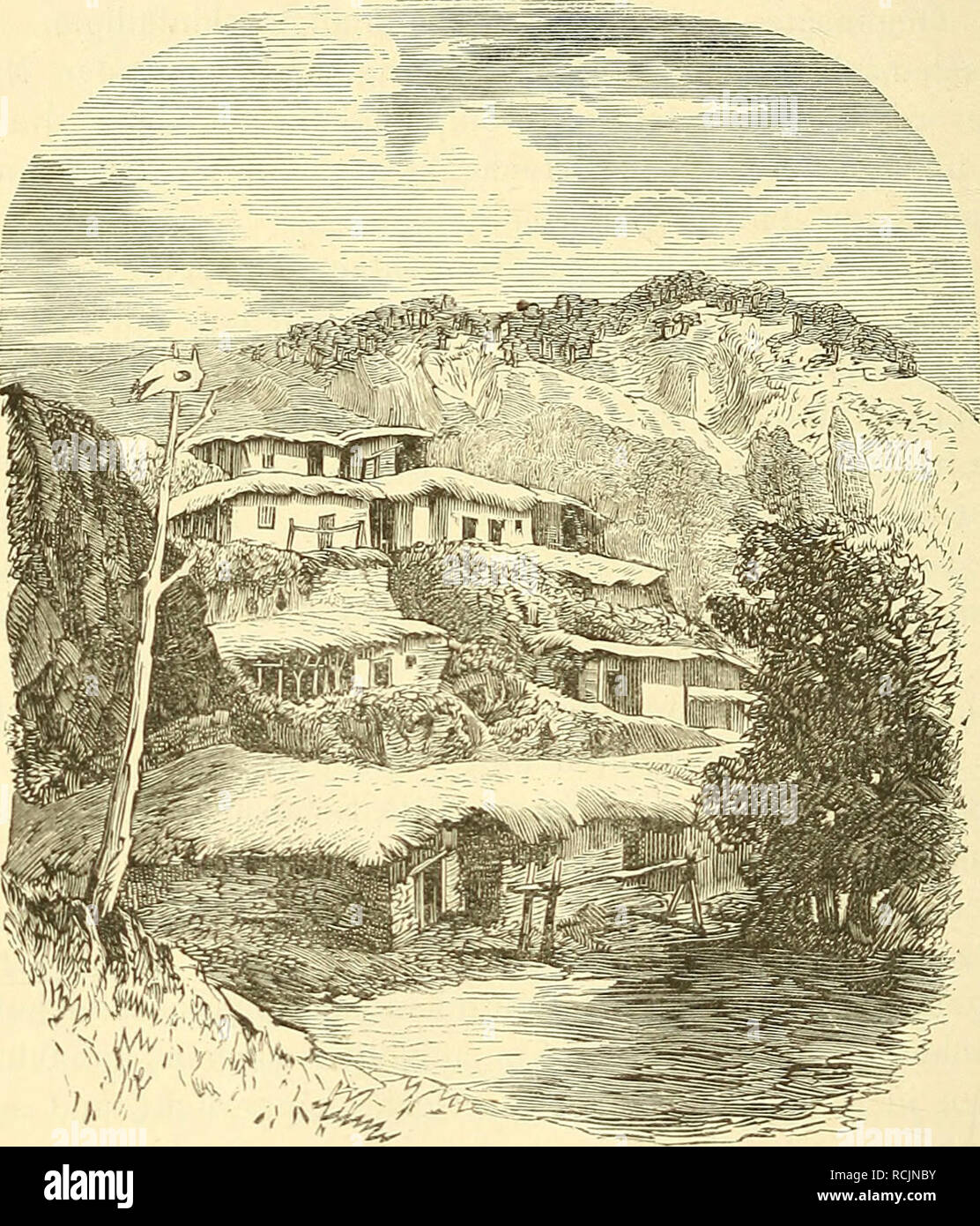 . Die Insel Cypern, ihrer Physischen und Organischen Natur nach mit Rücksicht auf ihre frühere Geschichte. La botanica. 476 Mangel un Licht und der weniger gepflogenen Reinlichkeit diesmal nicht erapfehlungswerth! Nach langem Hinundher- suchen fanden wir endlich in der Mitte des Dorfes eine finstere Stube, in welcher ein Webstuhl drei Viertheile des Raumes einnahm. Mit dem letzten Viertheil des Raumes zufrieden- gestellt, der gerade in modo guerra lordo um unsere mitgebrachten Betten aufzustellen und eine Art von Tisch daran zu rücken?. Ansicht eines Theiles des Dorfes prodromici von , Unserer Veranda aus. mac Foto Stock