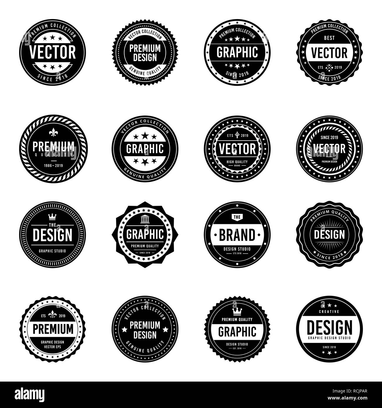 Badge Vintage design vettoriali Foto Stock