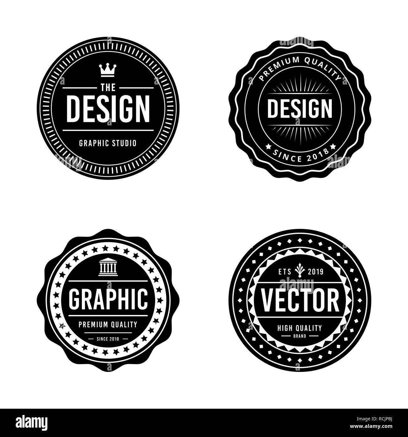 Badge Vintage design vettoriali Foto Stock