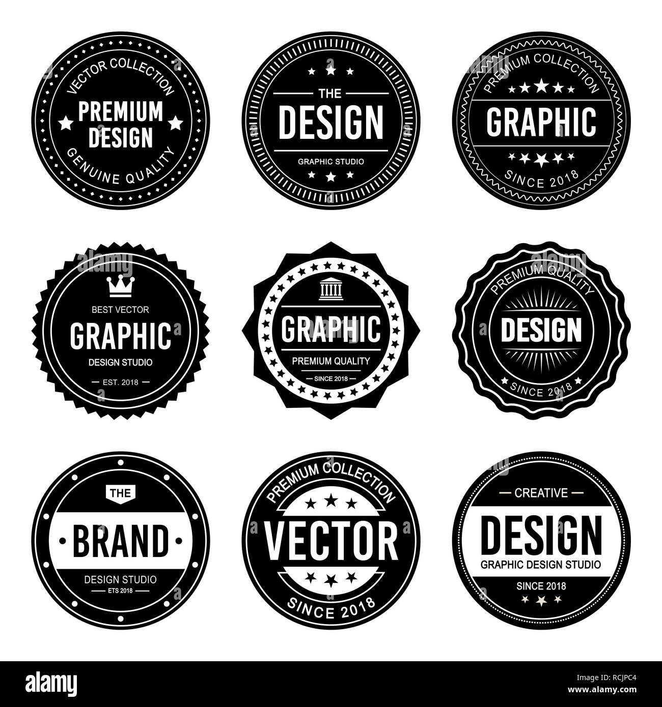 Badge Vintage design vettoriali Foto Stock