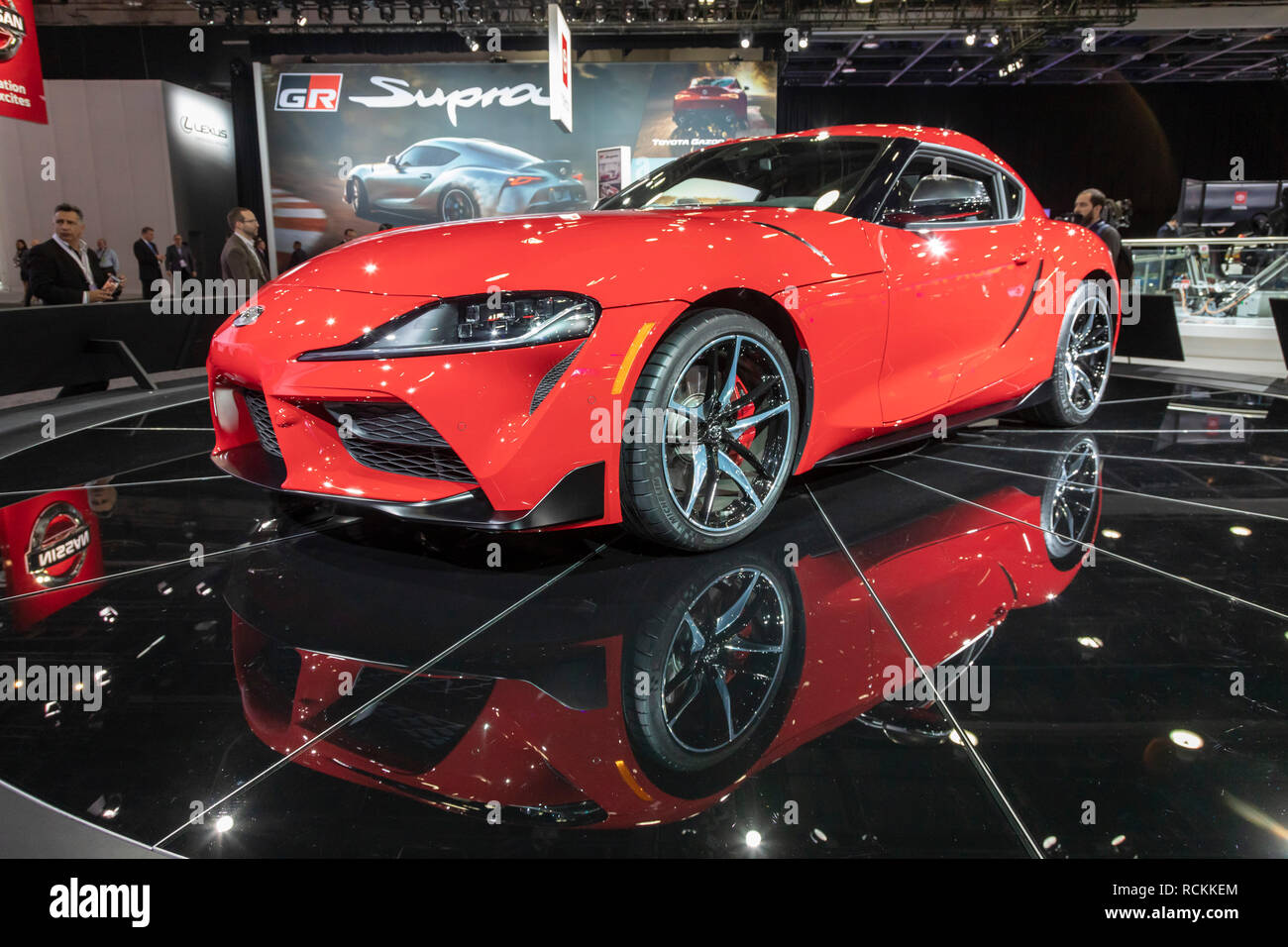 Detroit, Michigan - Il 2020 Toyota Supra sul display al North American International Auto Show. Foto Stock