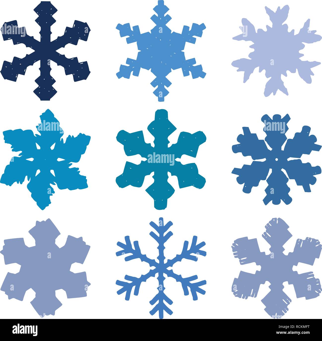 Marcatore di Chunky Set di fiocchi di neve Illustrazione Vettoriale