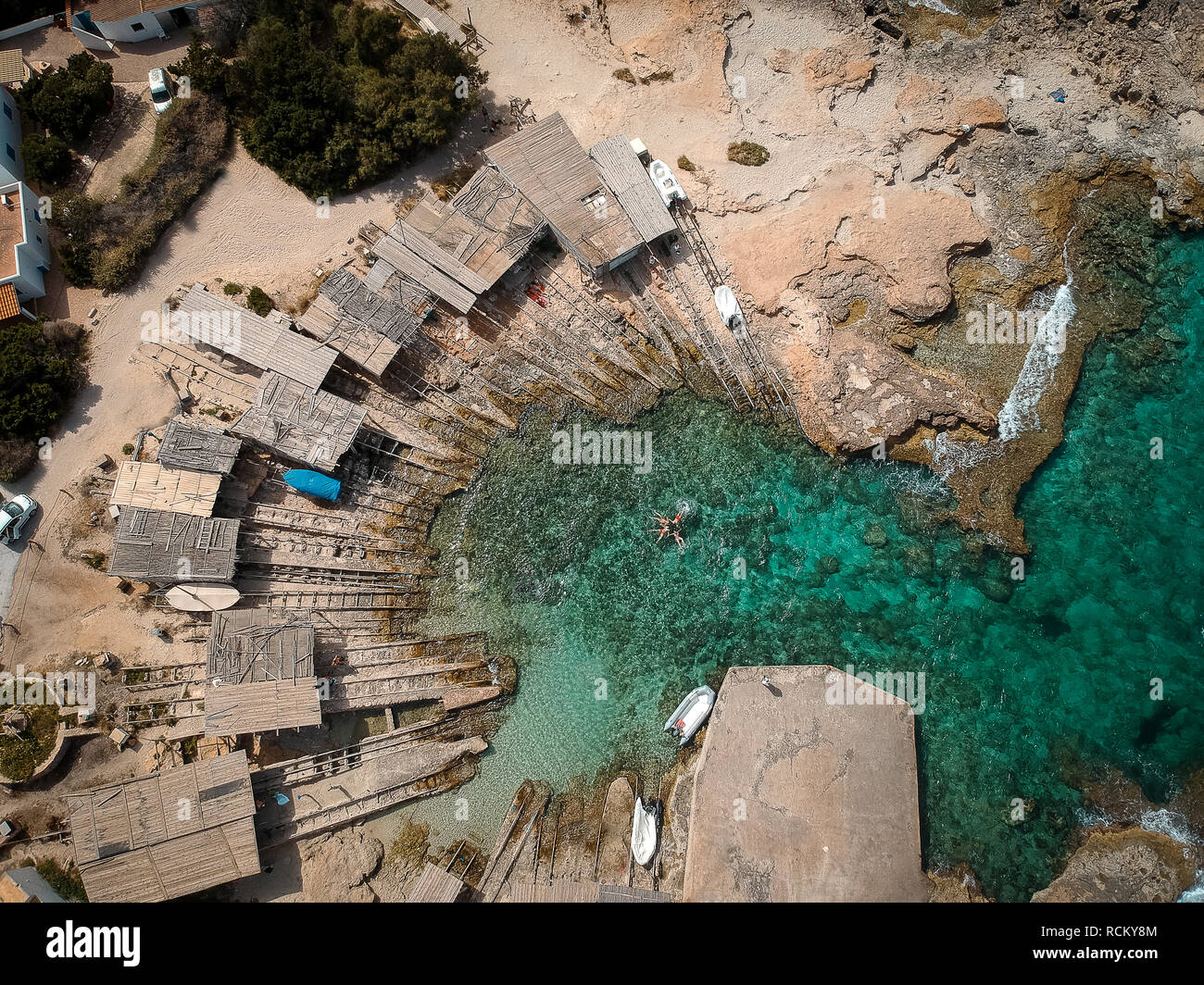 Foto aeree della spiaggia di Formentera Foto Stock