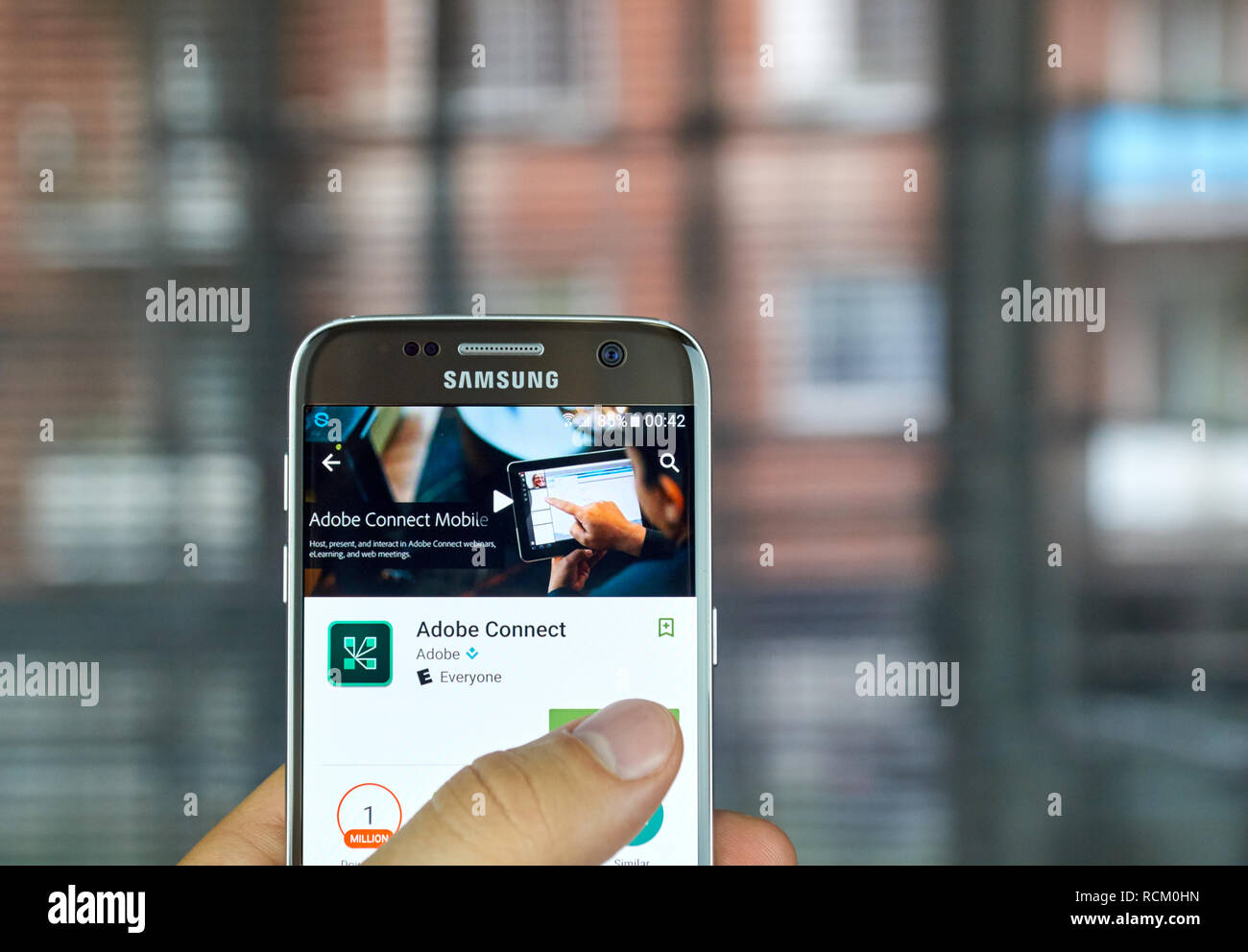 MONTREAL, CANADA - Luglio 2016 : Adobe Connect applicazione su Samsung s7 schermo. Adobe Connect è un software utilizzato per creare le informazioni di carattere generale e delle prese Foto Stock