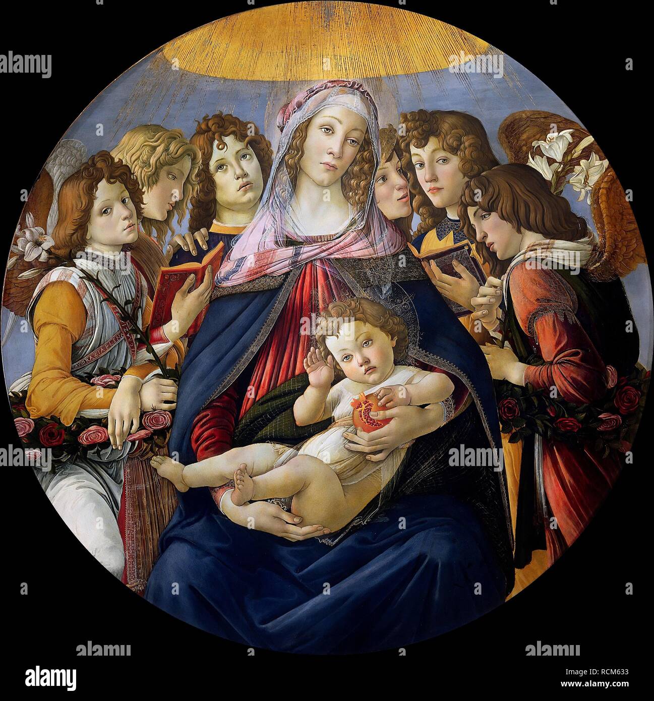 Madonna della melagrana (Madonna della melagrana). Museo: Galleria degli Uffizi di Firenze. Autore: Botticelli, Sandro. Foto Stock