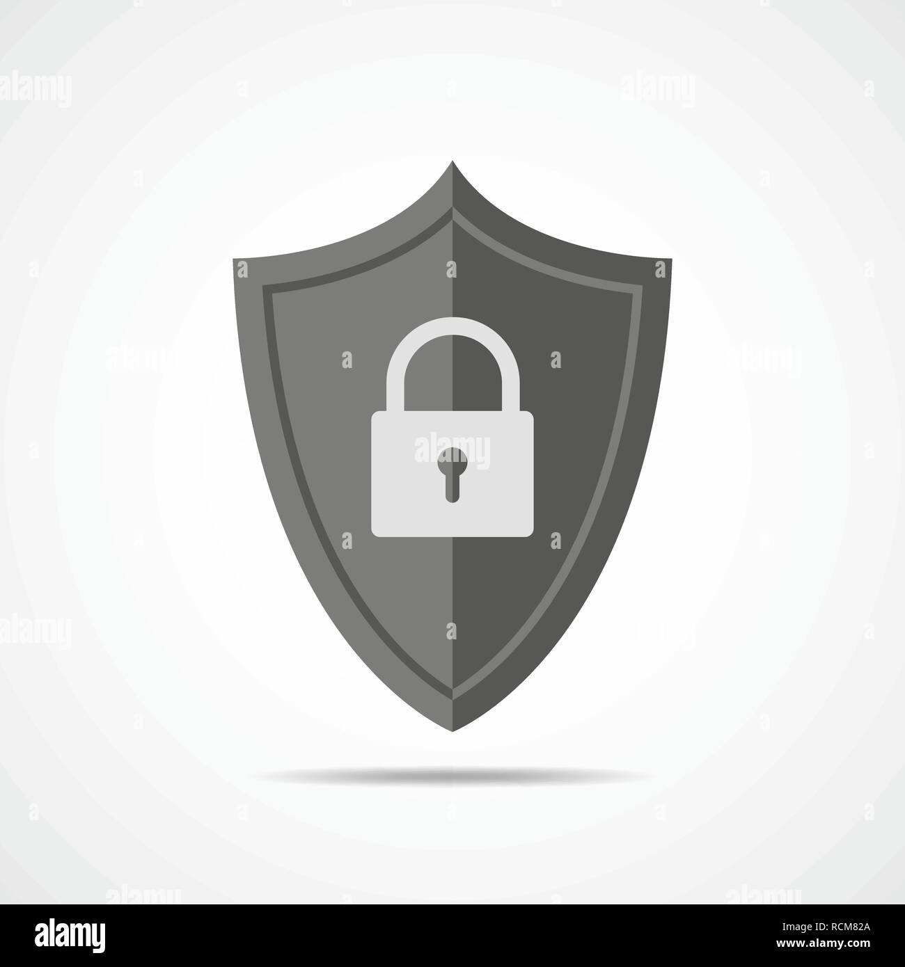 Protezione di sicurezza con icona a forma di lucchetto in design piatto. Illustrazione Vettoriale. Web icona di sicurezza isolati. Illustrazione Vettoriale