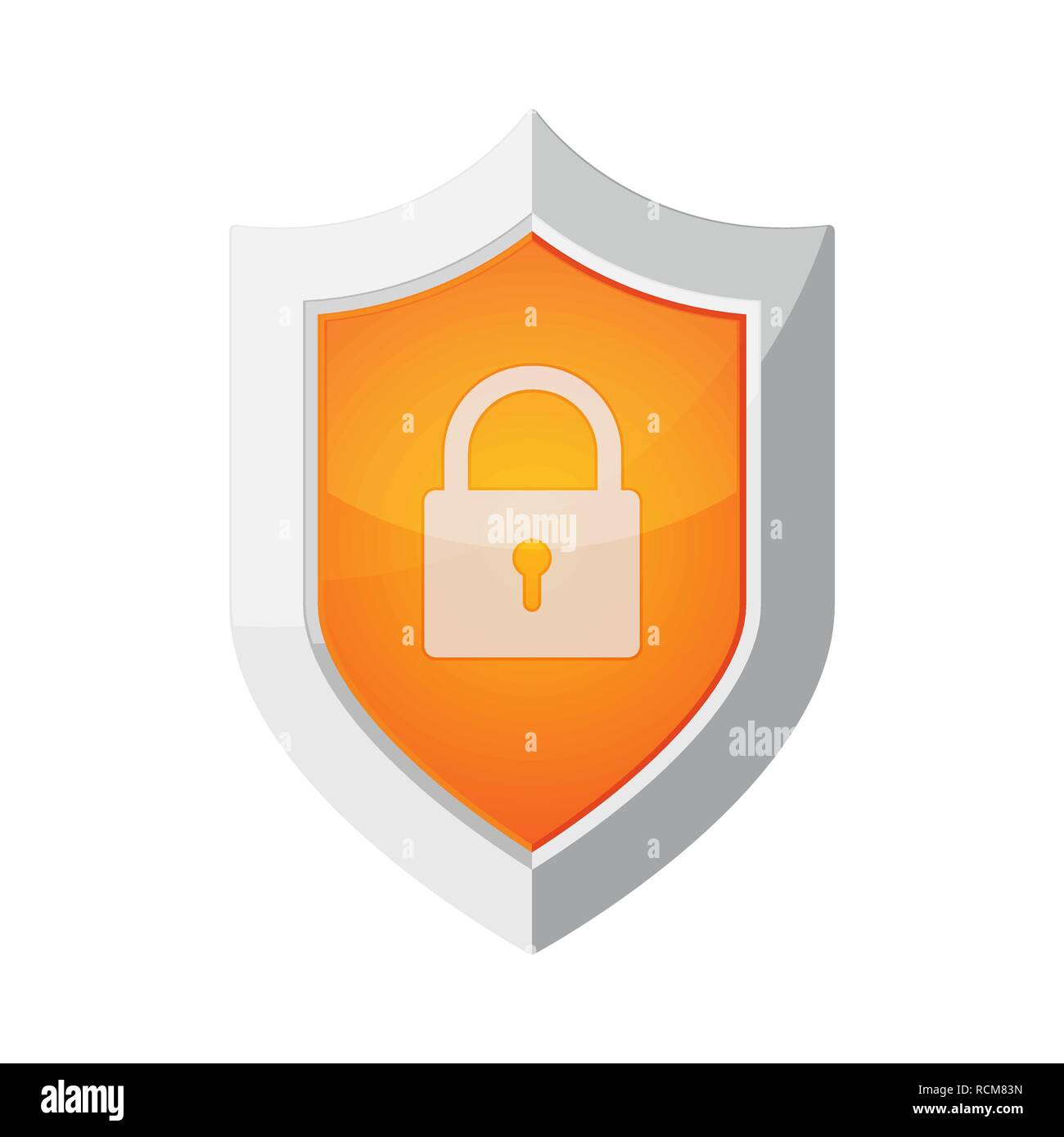 Lucido scudo di protezione con icona a forma di lucchetto. Illustrazione Vettoriale. Web icona di sicurezza isolato Illustrazione Vettoriale