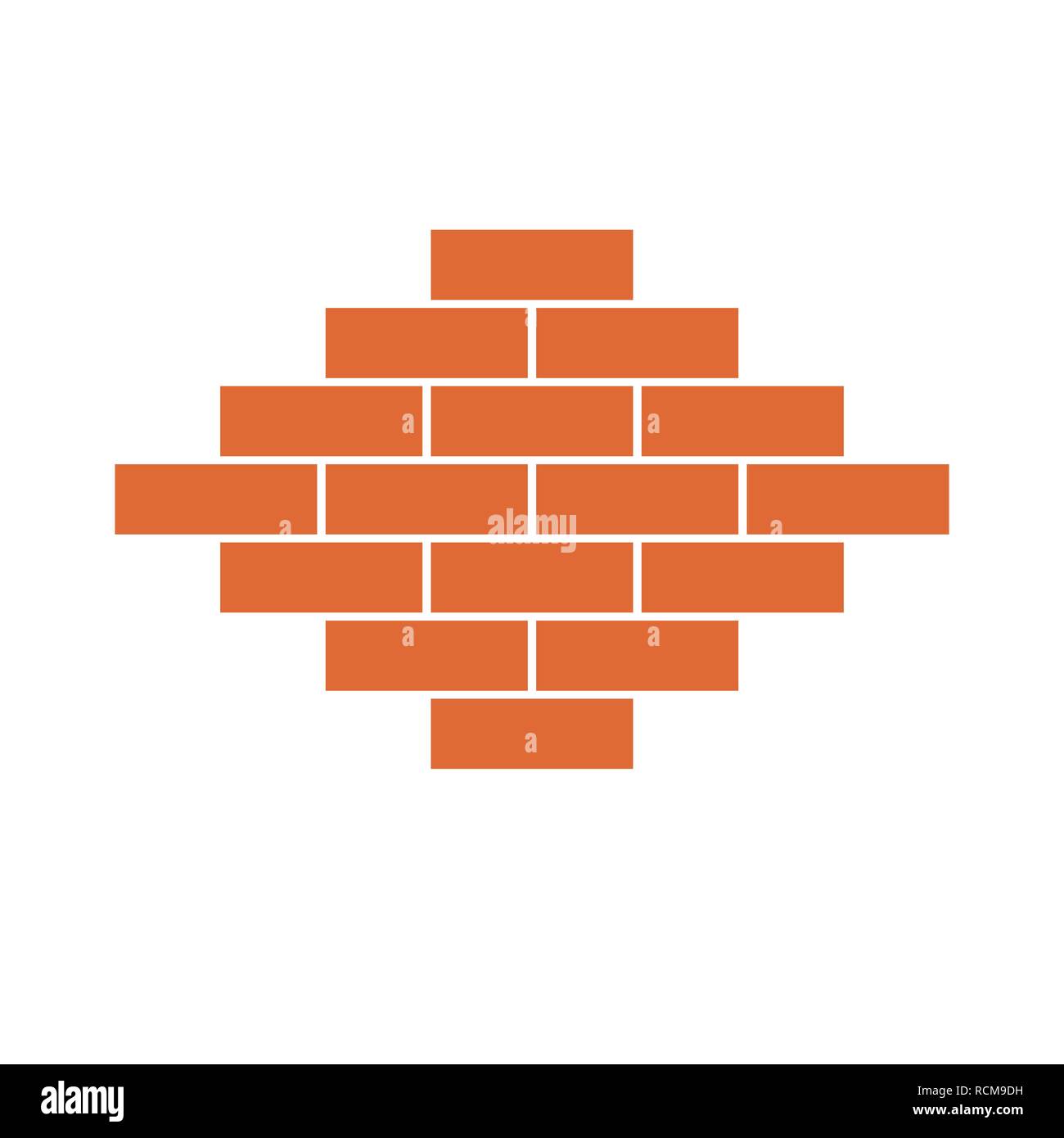 Muro di mattoni icona nel design piatto. Illustrazione Vettoriale. Simbolo arancione di costruzione. Illustrazione Vettoriale