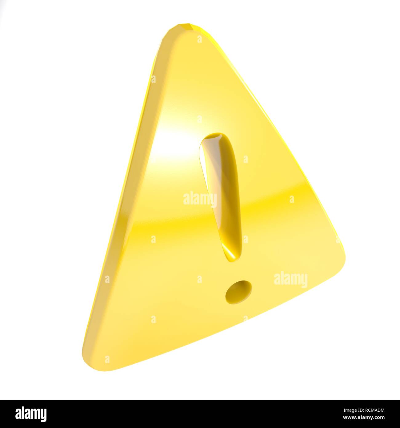 Golden triangolo giallo segnaletica di pericolo - 3D rendering immagine Foto Stock