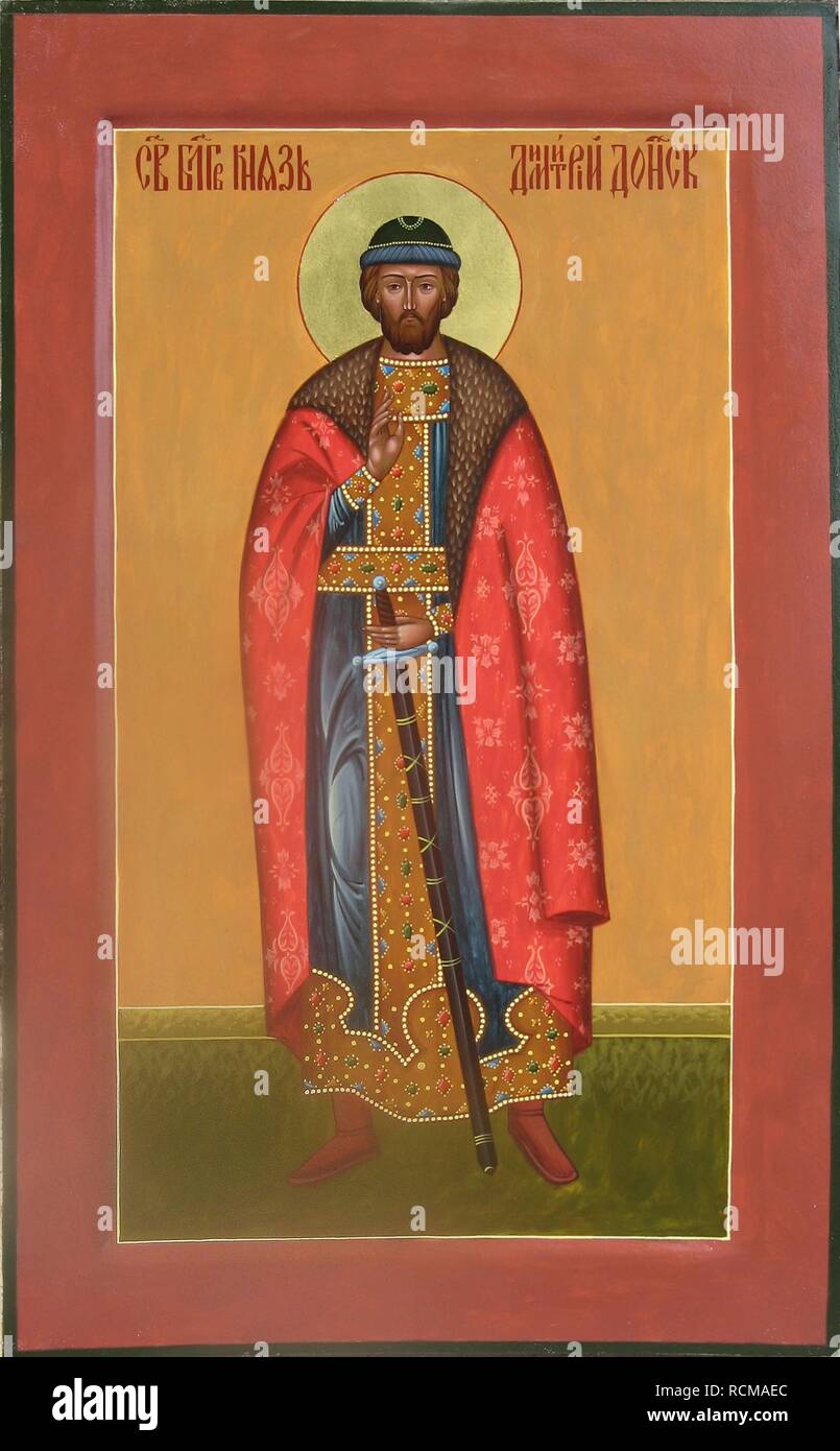 Saint Granduca Dmitry Donskoy. Museo: Collezione privata. Autore: icona russa. Foto Stock