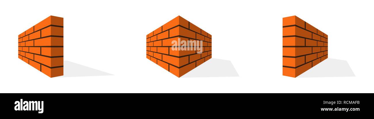 Muro di mattoni icone nel design piatto. Illustrazione Vettoriale. Simbolo arancione di costruzione. Illustrazione Vettoriale