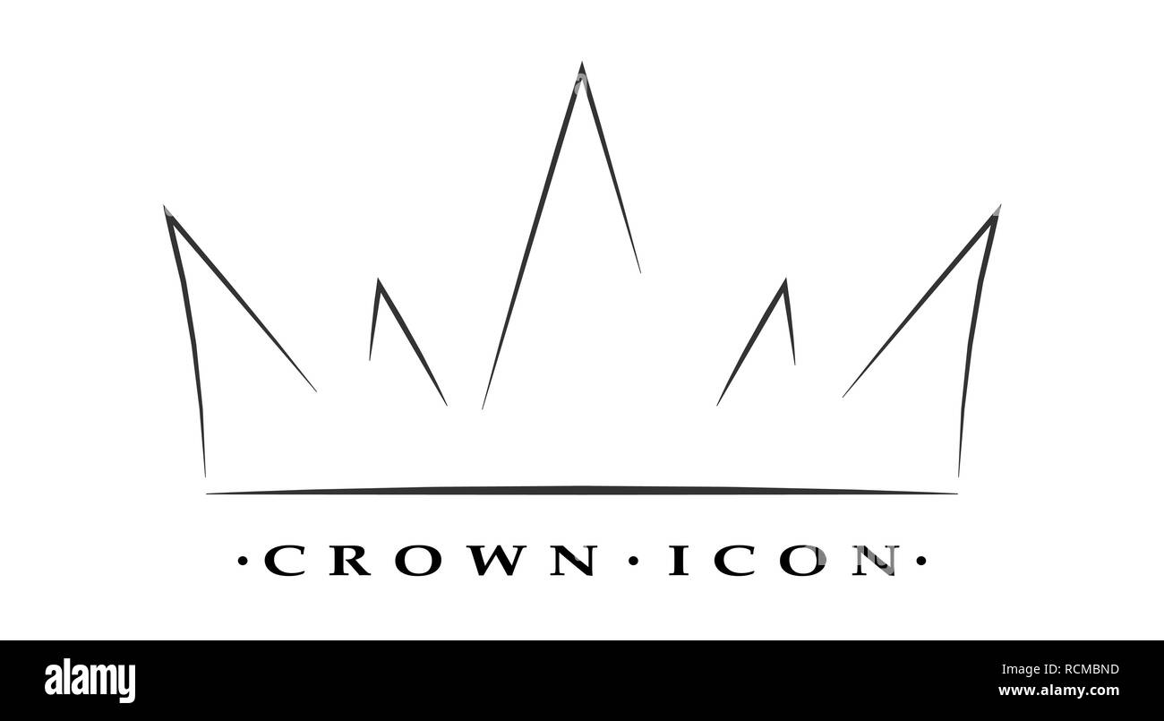 Icona di corona in uno stile lineare. Silhouette di corona isolata su sfondo bianco. Illustrazione Vettoriale. Illustrazione Vettoriale