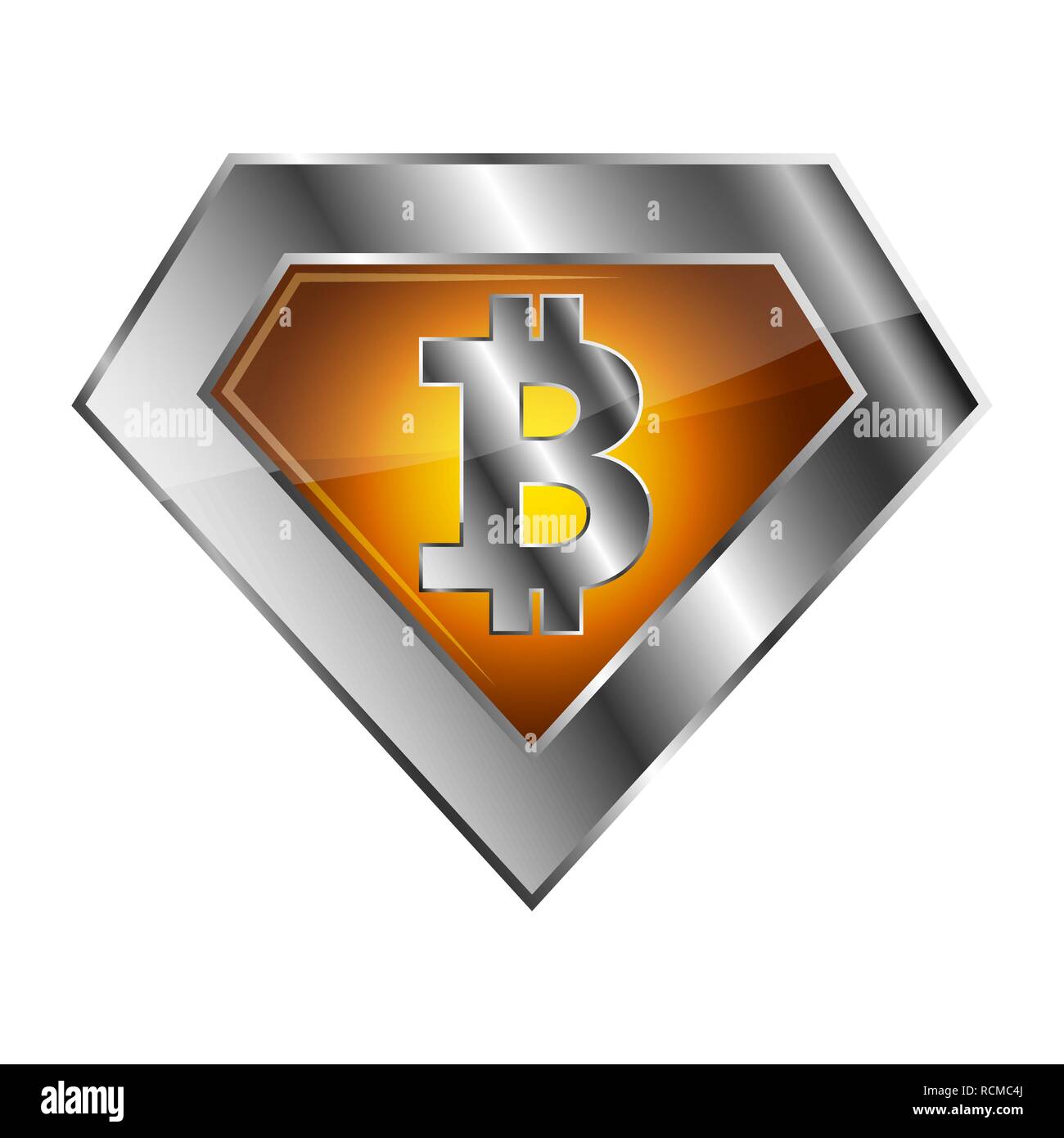 Argento icona Bitcoin. Illustrazione Vettoriale. Bitcoin come simbolo cryptocurrency, isolato su sfondo bianco Illustrazione Vettoriale