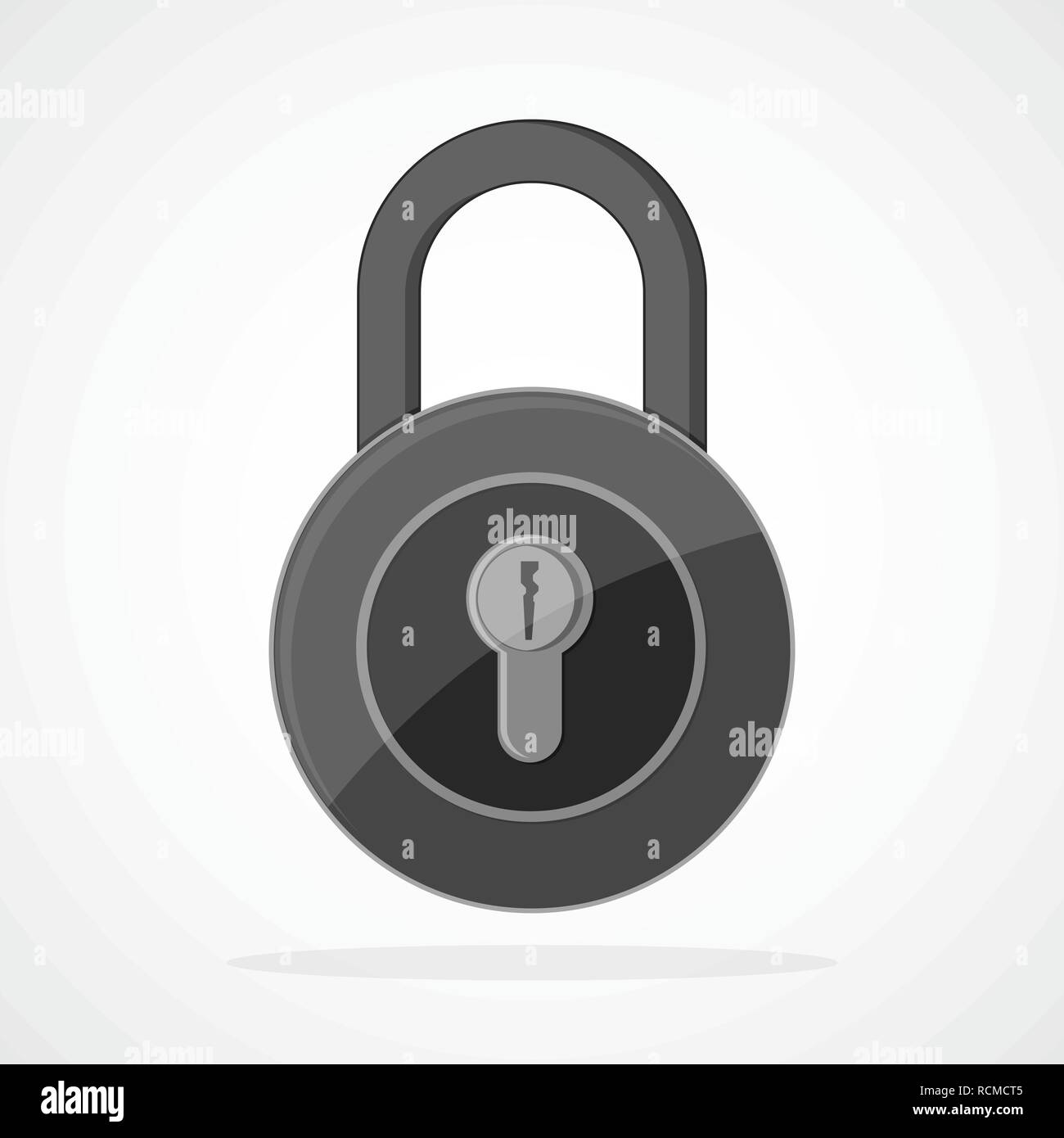 Grigio icona a forma di lucchetto in design piatto. Illustrazione Vettoriale. Il simbolo di blocco, isolato su sfondo chiaro Illustrazione Vettoriale