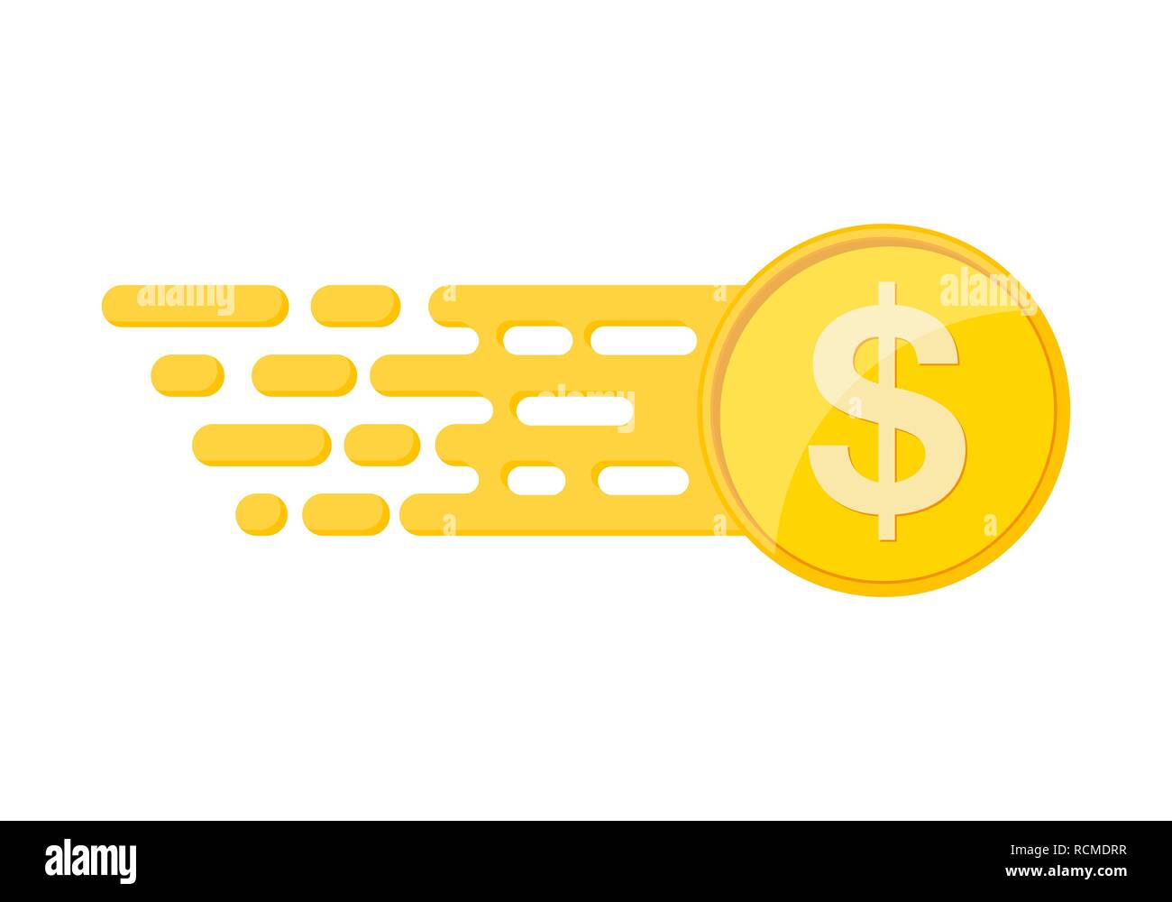 Dollar moneta nel design piatto. Illustrazione Vettoriale. Oro dollaro moneta - concetto di reddito Illustrazione Vettoriale