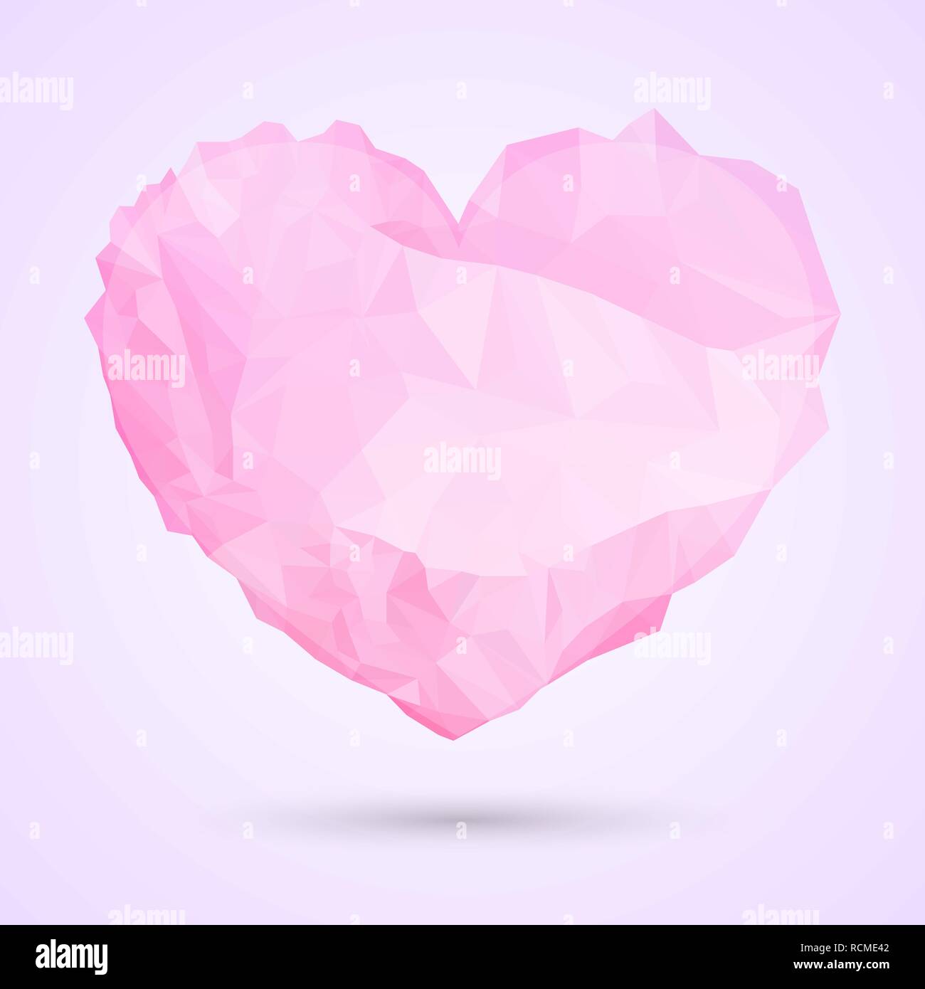 Buon San Valentino, biglietto di auguri a forma di cuore in bassa poli stile. Illustrazione Vettoriale. Sfondo di festa Illustrazione Vettoriale