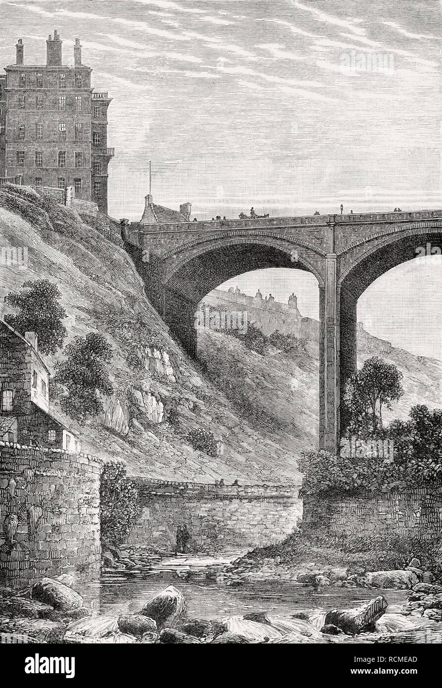 Il Dean Bridge, Edimburgo, Scozia, XIX secolo Foto Stock