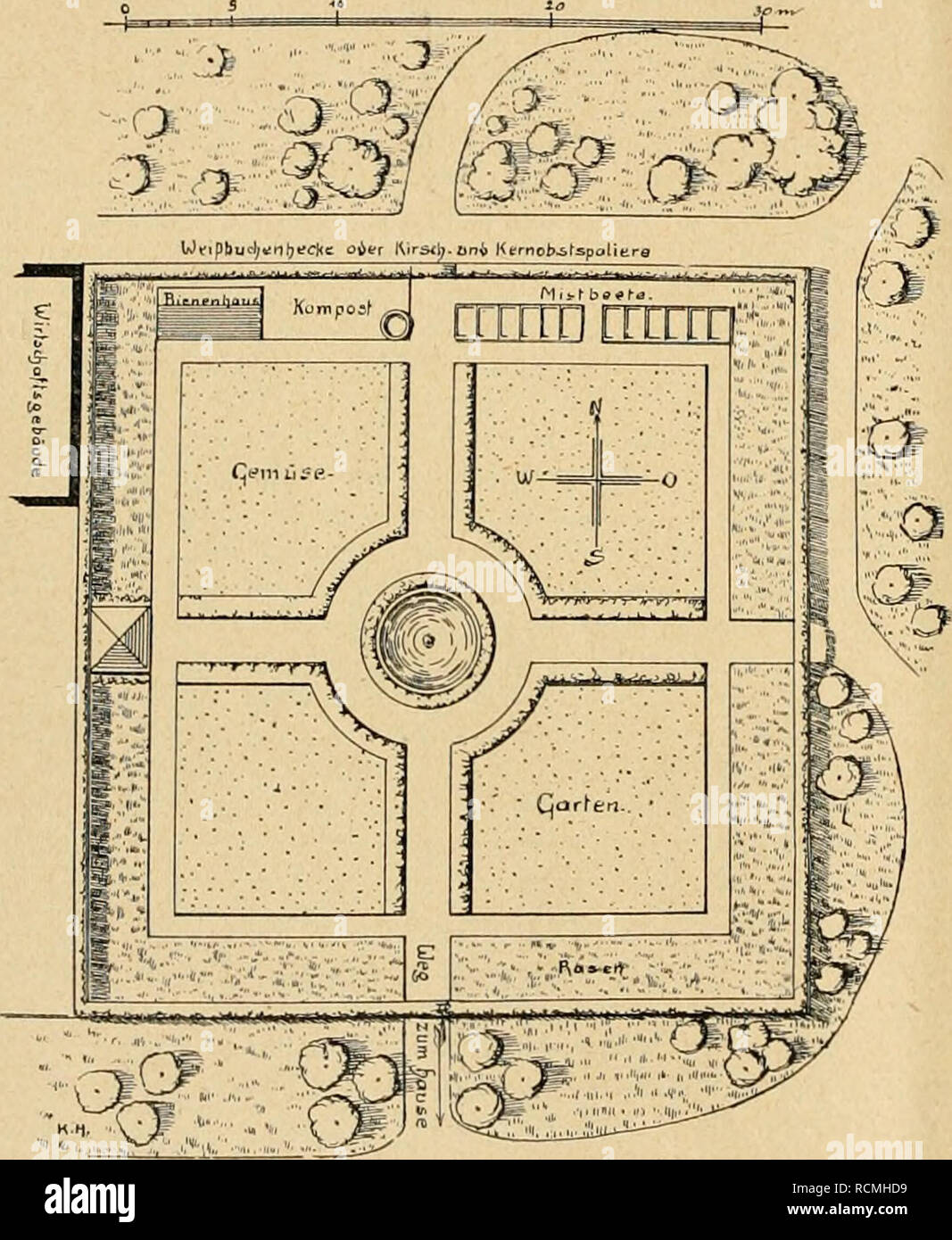 . Die Gartenwelt. Il giardinaggio. 258 Die Gartenwelt. XV, 19 beim Besitzer noch rechte Liebe zum Gartenbau und der Garten ist hier nicht nur ein Dekorationsstück, das sich oft jahraus jahrein unverändert darstellt. Aber nur selten finden wir, dass sich in besseren, mittelgroßen Gärten - von großen herrschaftlichen Gärten abgesehen - auch eine Abteilung für Gemüse vorfindet, wo wir sie aber doch antreffen, da ist es gar oft berechtigt, uomo daß ihr abseits eine Stelle un- gewiesen hat. Wenn im Beete Ziergarten, Wege und Rasen- flächen ständig einen wohlgepflegten Eindruck machen, così wird Gemüsegar dem Foto Stock