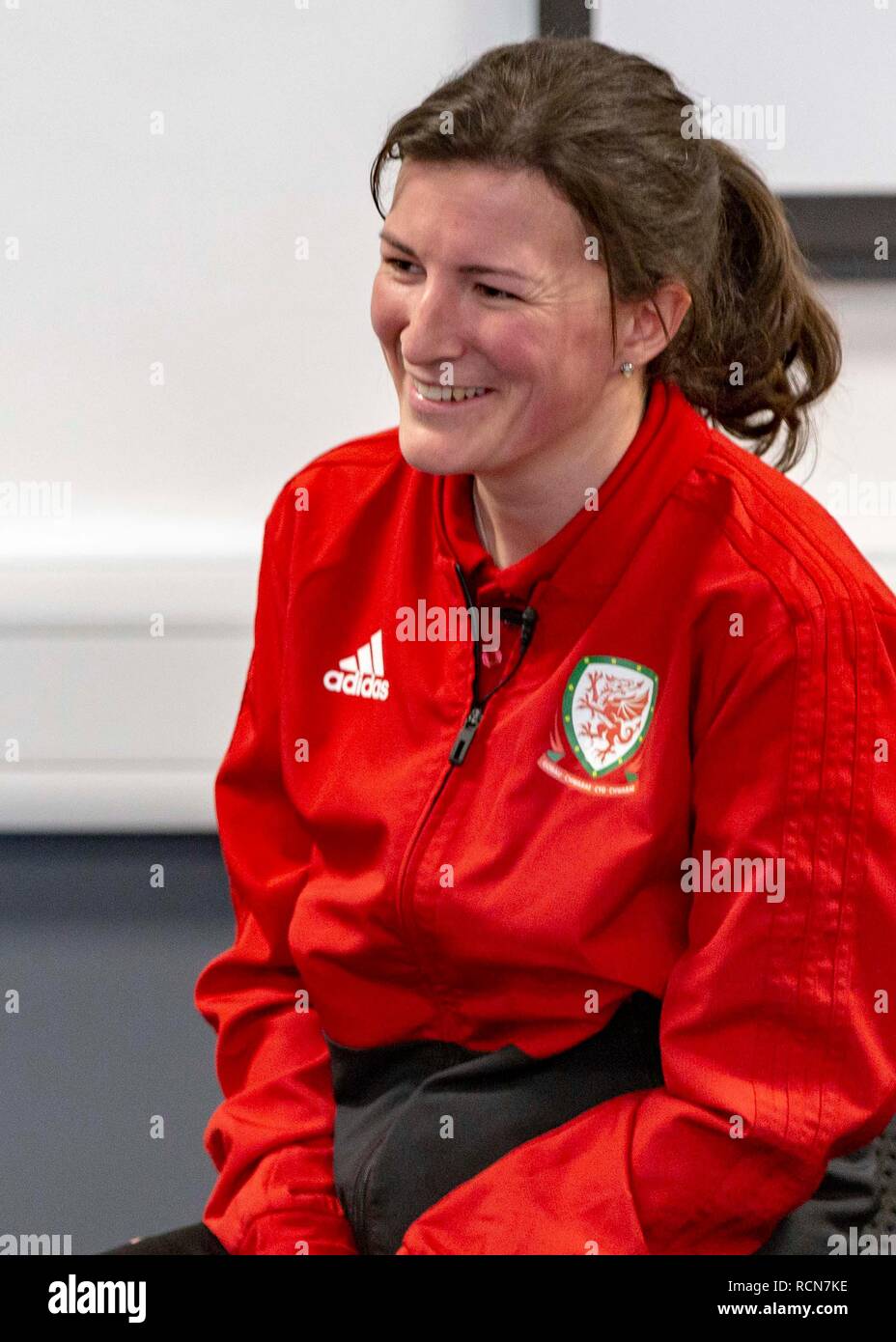 Pontypridd, South Wales, Regno Unito. 16 gen 2019. Lo sport e le donne conferenza organizzata dalla BA Sport corso di giornalismo presso l'Università del Galles del Sud, tenutosi presso la RSU Sport Park di Treforest, Galles. © Credit: Matteo Lofthouse/Alamy Live News Foto Stock