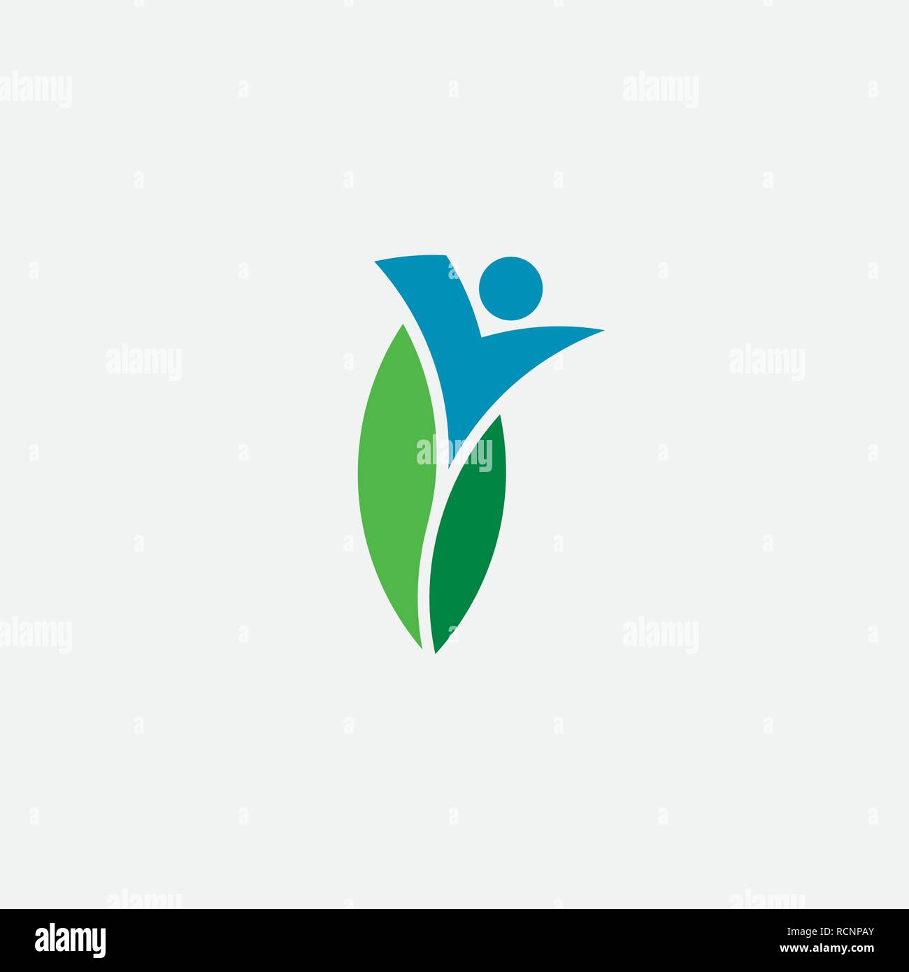 L uomo e la foglia bio organico icona logo vettore di simbolo Illustrazione Vettoriale