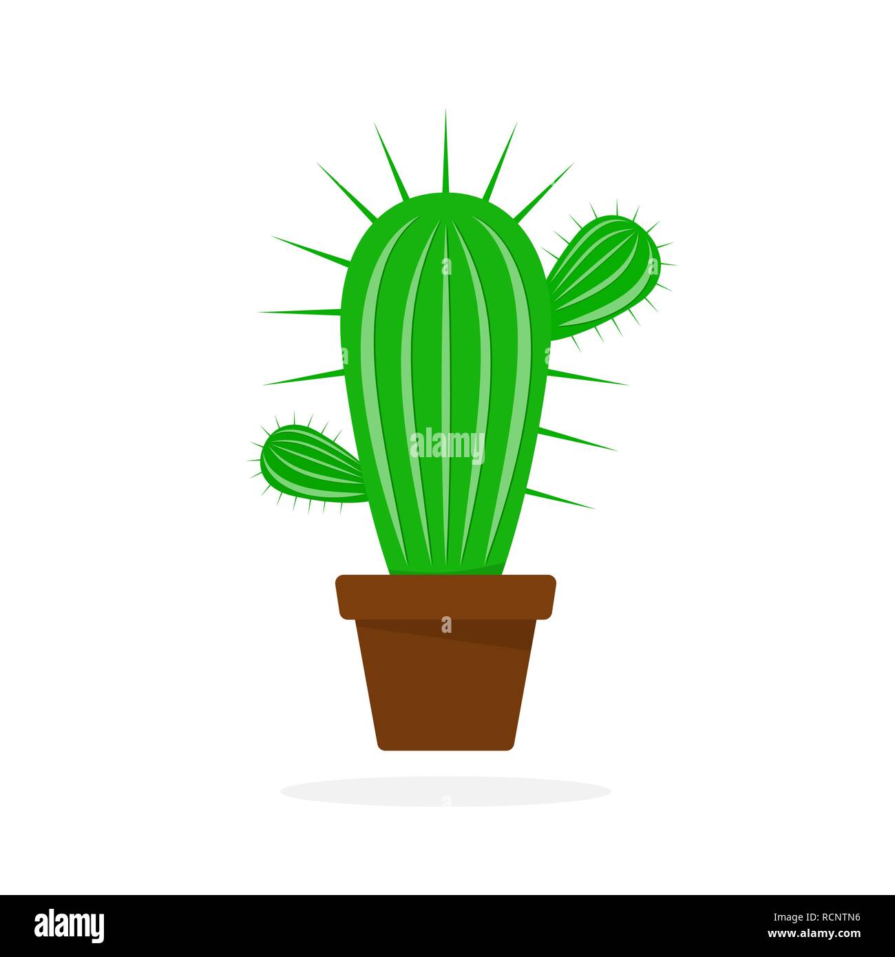 Icona di Cactus in design piatto. Illustrazione Vettoriale. Cartoon cactus nel vaso di fiori. Illustrazione Vettoriale