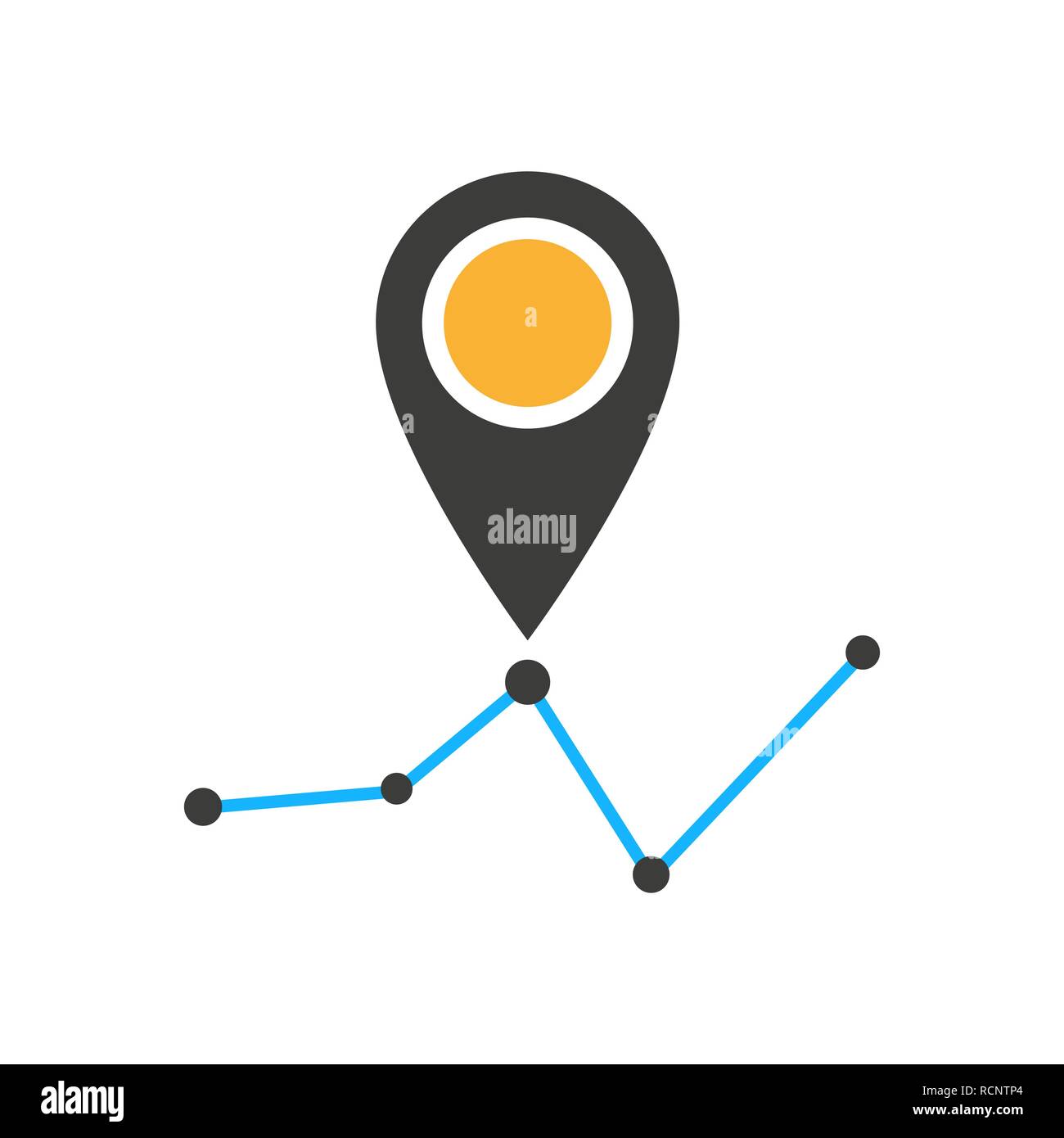 Percorso icona localizzazione. Illustrazione Vettoriale. Mappa semplice marcatori sulla linea tratteggiata. Illustrazione Vettoriale