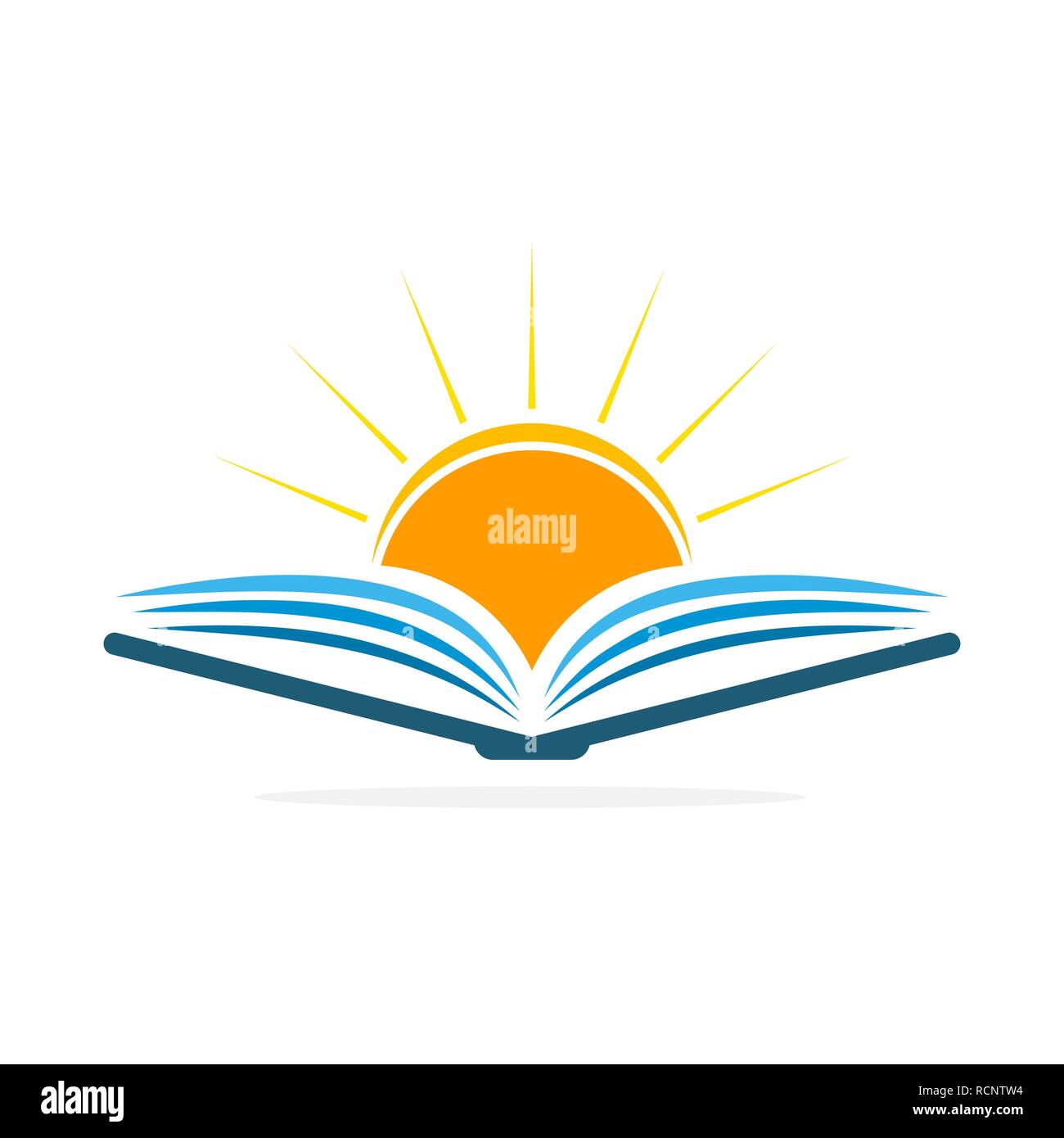 Prenota con sun icona nel design piatto. Illustrazione Vettoriale. Libro colorato, isolato su sfondo chiaro Illustrazione Vettoriale