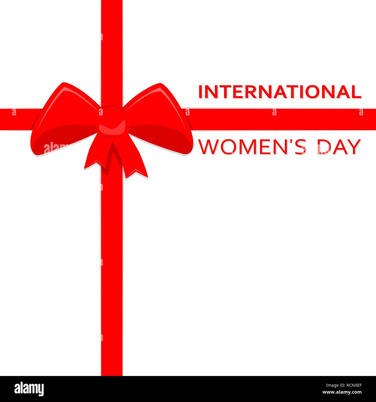 8 Marzo Giornata della donna biglietto di auguri. Illustrazione Vettoriale. Scheda carino con archetto per il giorno della donna. Illustrazione Vettoriale