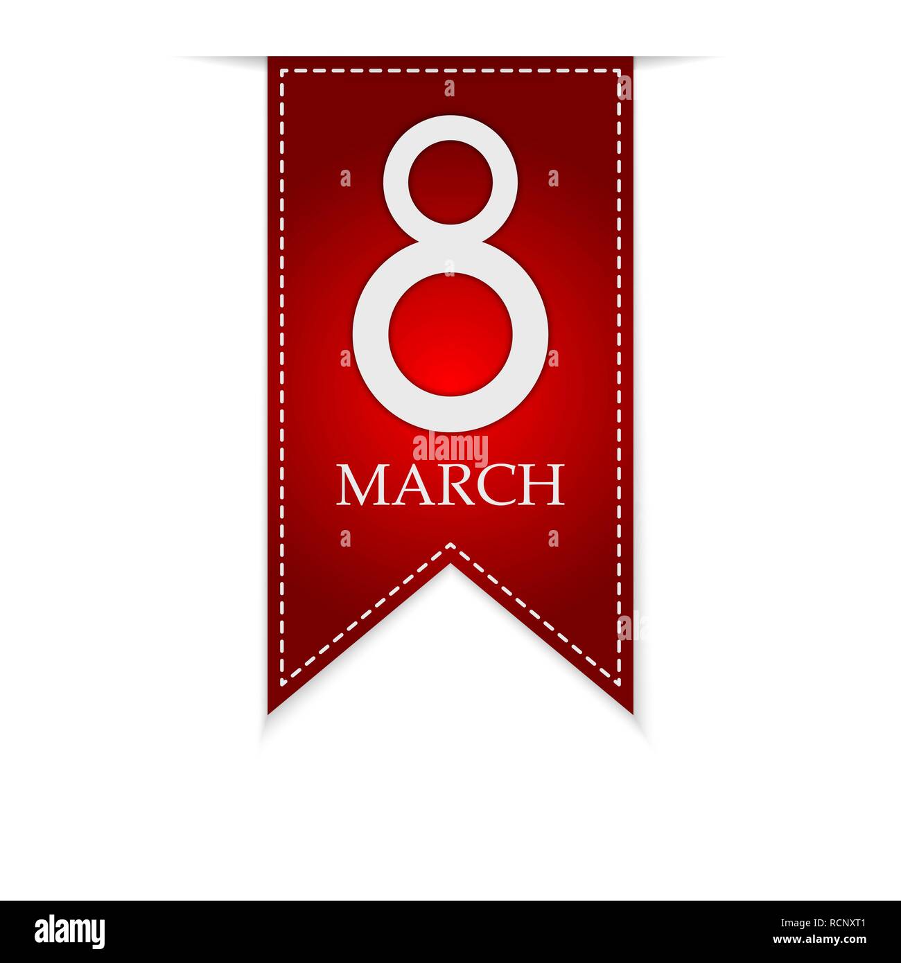 Banner per il 8 marzo, giornata internazionale della donna. Illustrazione Vettoriale. Saluto nastro rosso per il 8 marzo Illustrazione Vettoriale