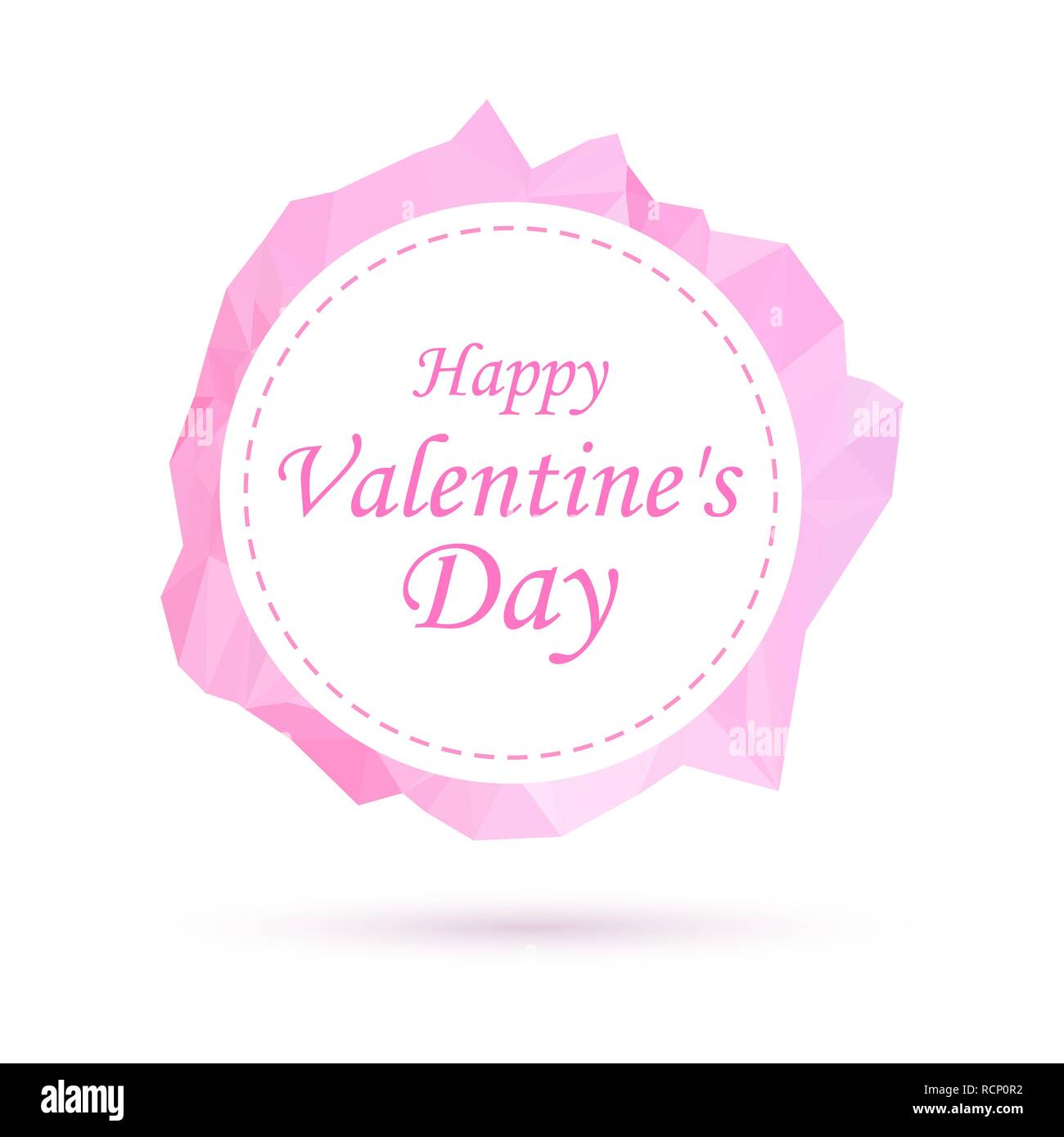 Il giorno di San Valentino etichetta. Illustrazione Vettoriale. Scheda di festa con scritte e bassa poli telaio Illustrazione Vettoriale