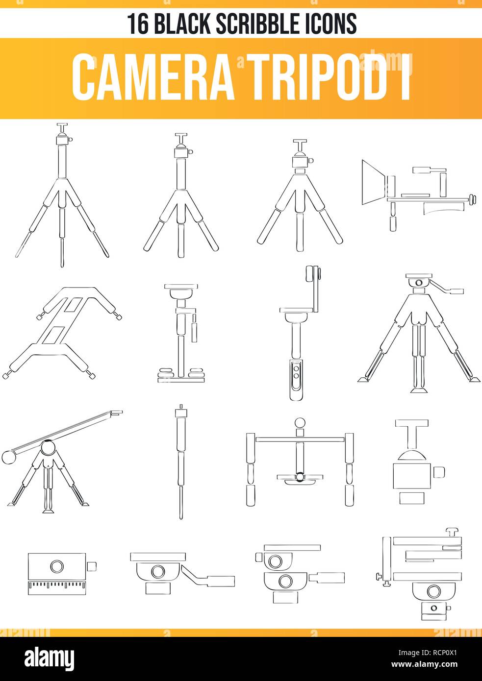 Pittogrammi neri / icone su cavalletti per macchine fotografiche. Questa icona set è perfetto per persone creative e progettisti che hanno bisogno di un oggetto sta nella loro grafica de Illustrazione Vettoriale
