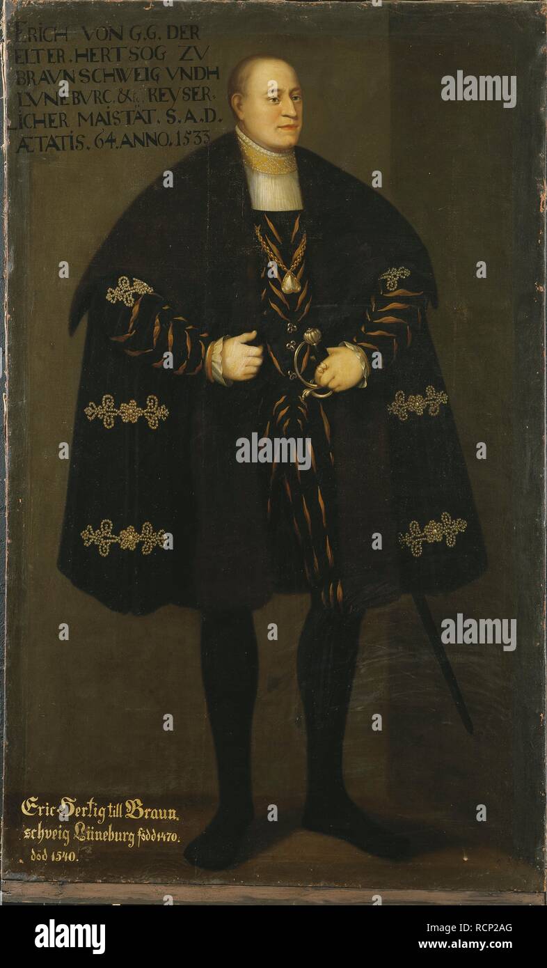 Ritratto del Duca Enrico I di Brunswick-Lüneburg (1470-1540), il principe di Calenberg-Göttingen. Museo: Nationalmuseum di Stoccolma. Autore: DAVID FRUMERIE. Foto Stock