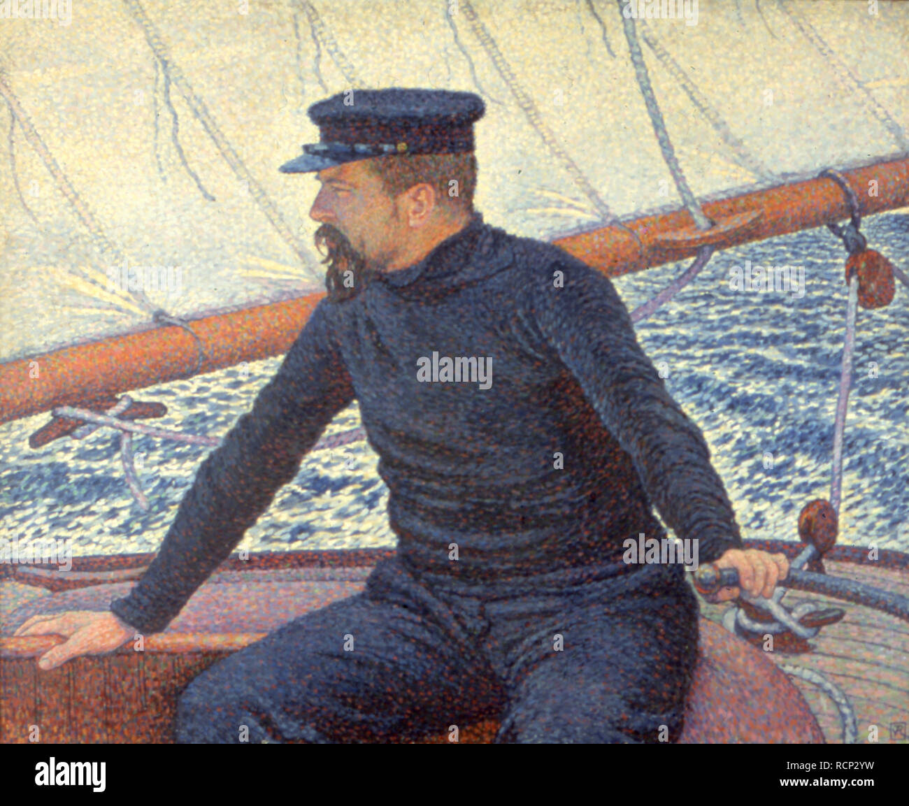 Paul Signac sulla sua barca. Museo: Collezione privata. Autore: RYSSELBERGHE THEO VAN. Foto Stock