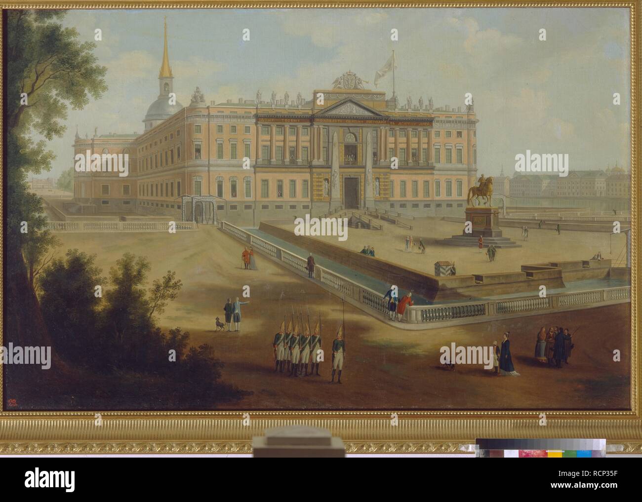 Vista del Michael Palace a San Pietroburgo. Museo: il Museo di Stato di A. S. Puskin di Mosca. Autore: anonimo. Foto Stock
