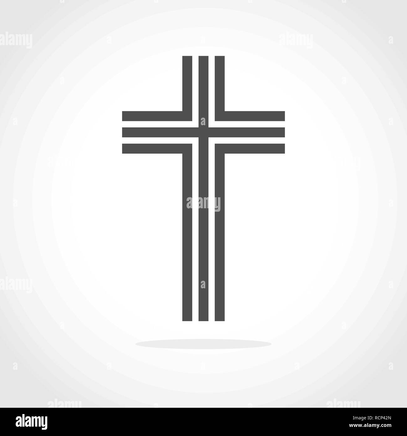 Grigio croce cristiana icona nel design piatto. Illustrazione Vettoriale. Abstract lineare croce cristiana. Illustrazione Vettoriale